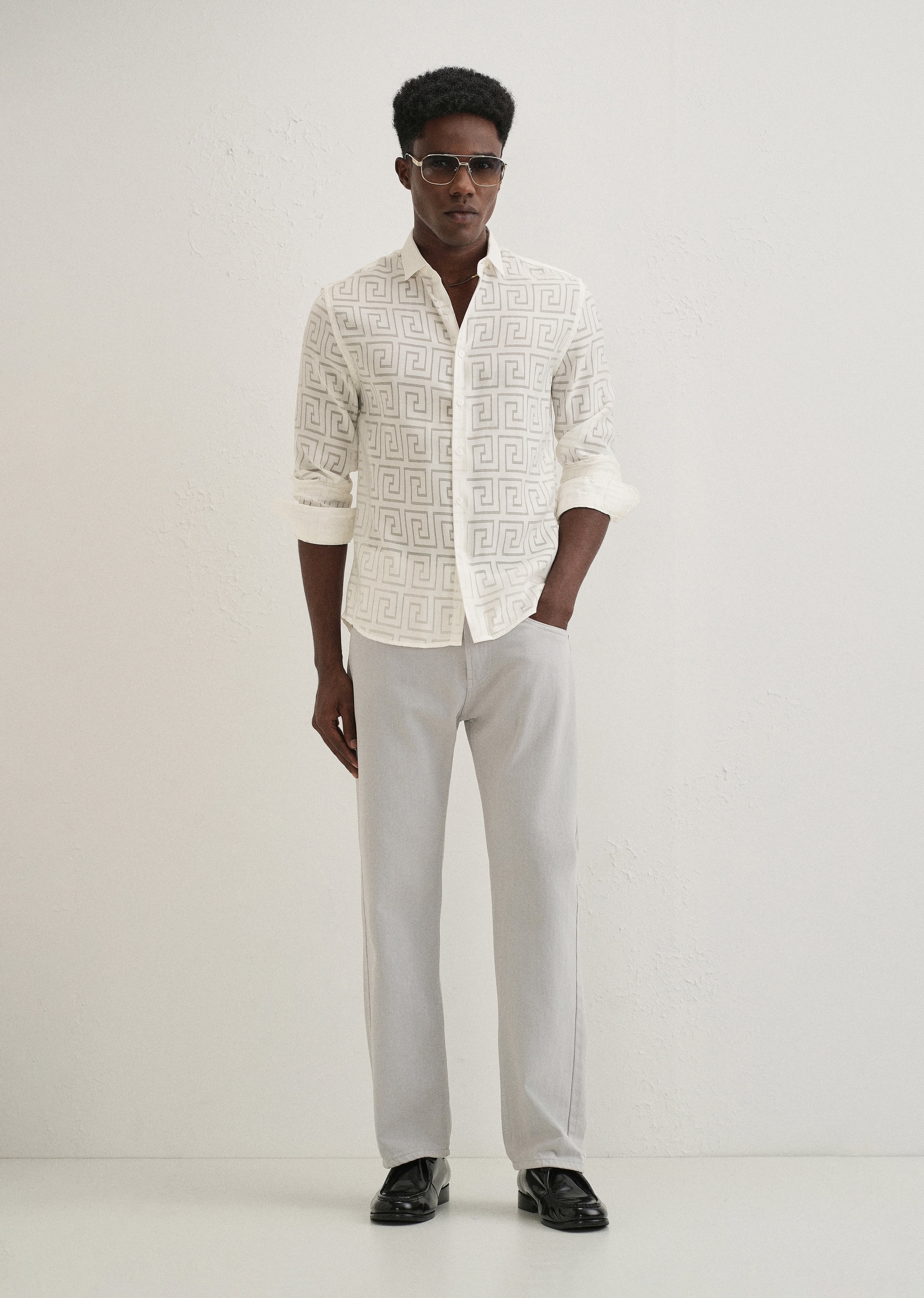 White Laser Cut Shirt