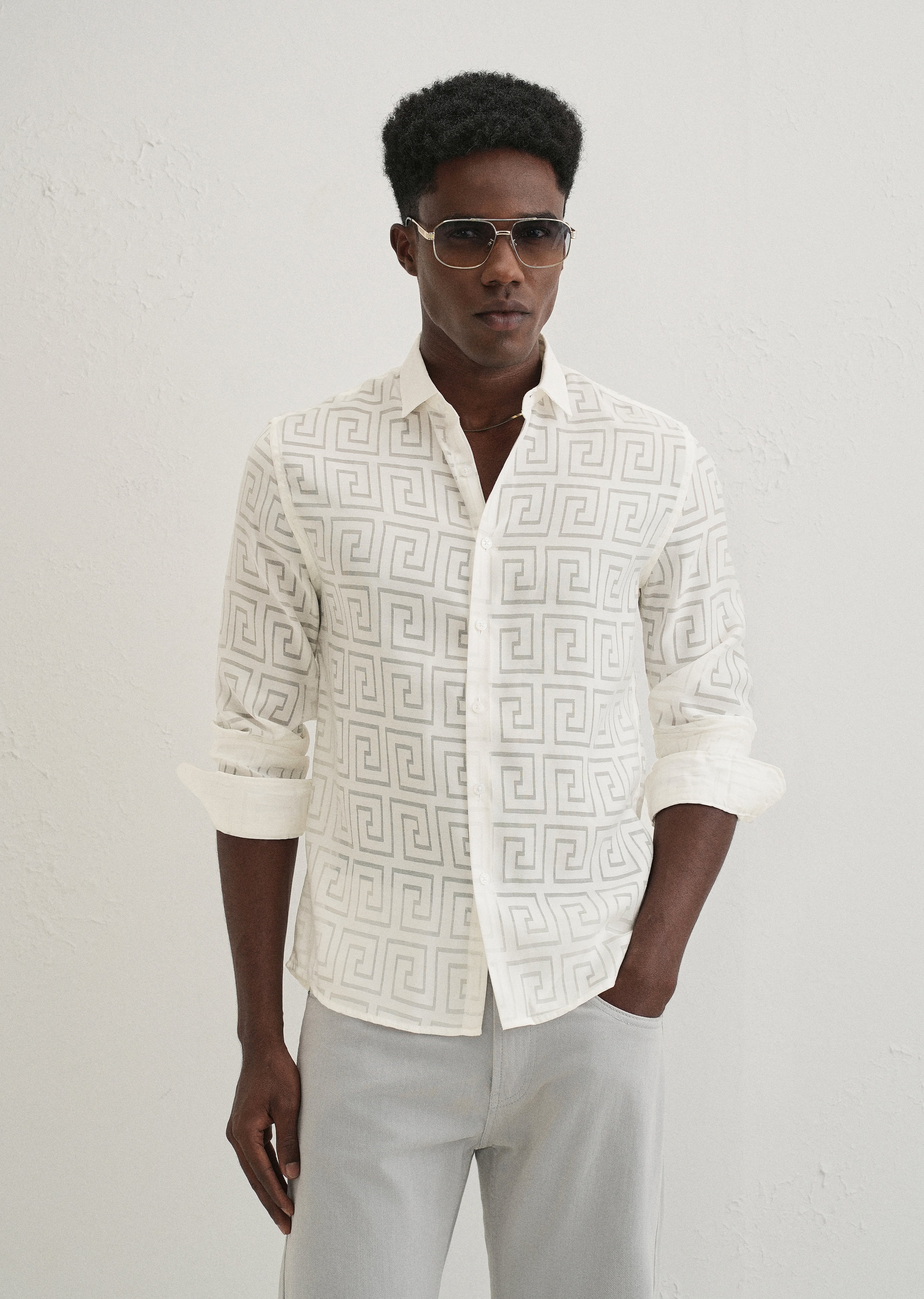 White Laser Cut Shirt