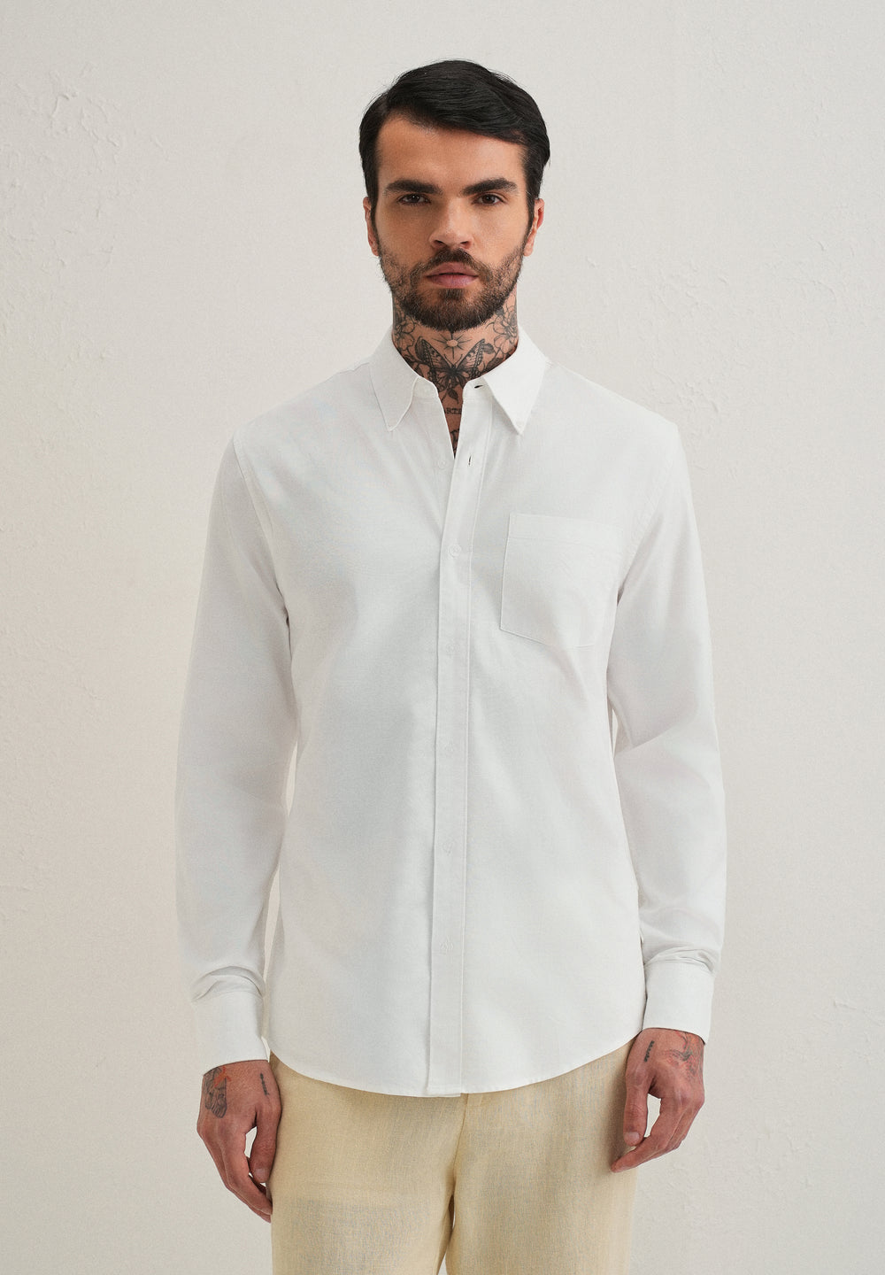 White Plain Cotton Oxford Shirt