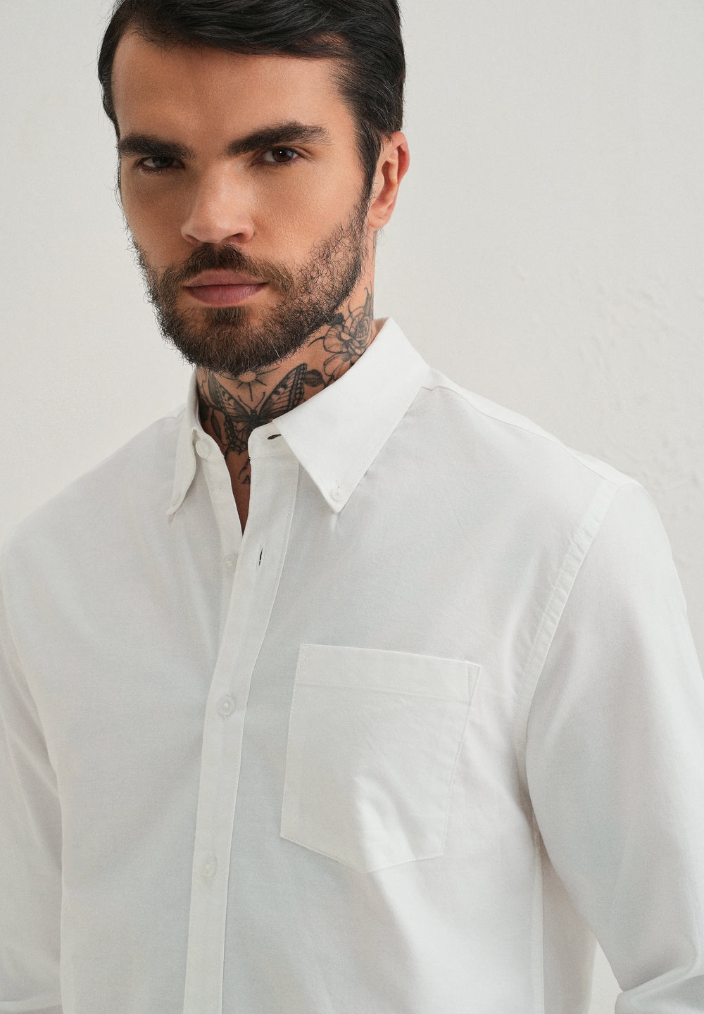 White Plain Cotton Oxford Shirt