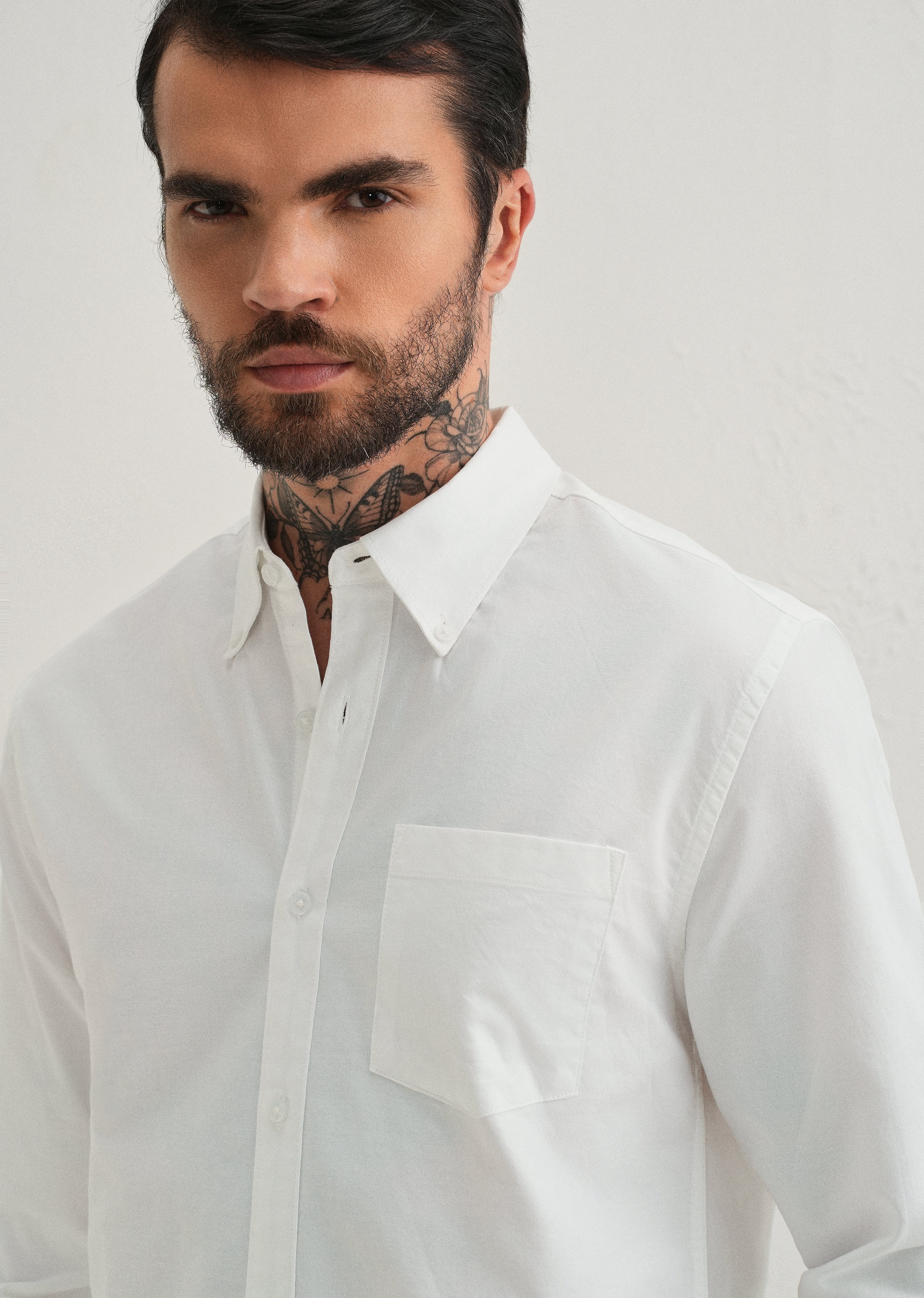 White Plain Cotton Oxford Shirt