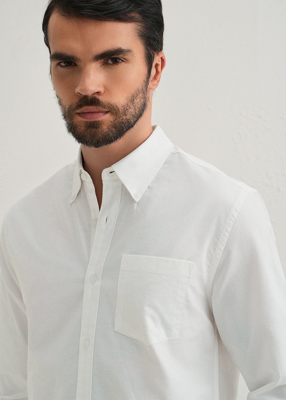 White Plain Cotton Oxford Shirt