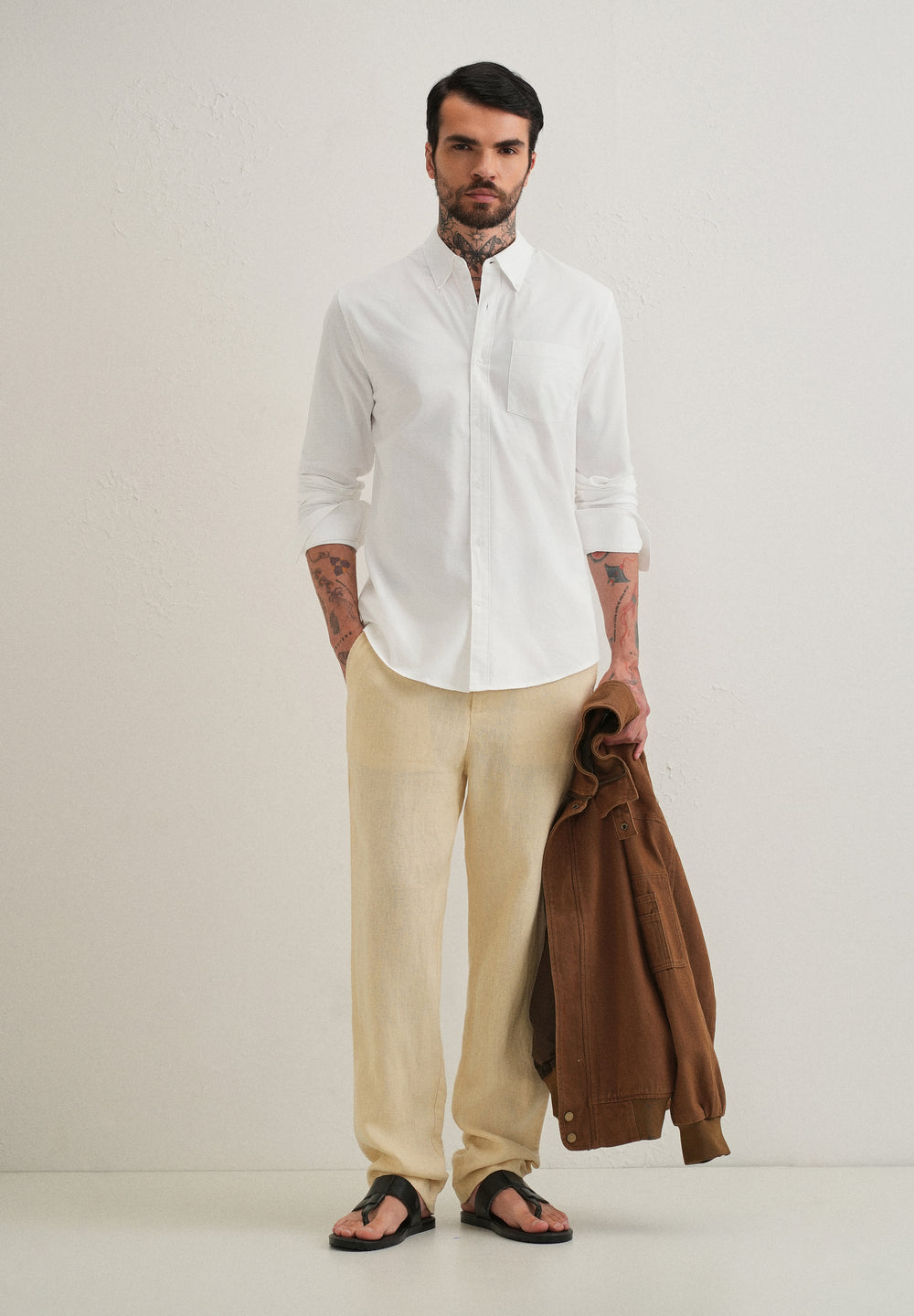 White Plain Cotton Oxford Shirt