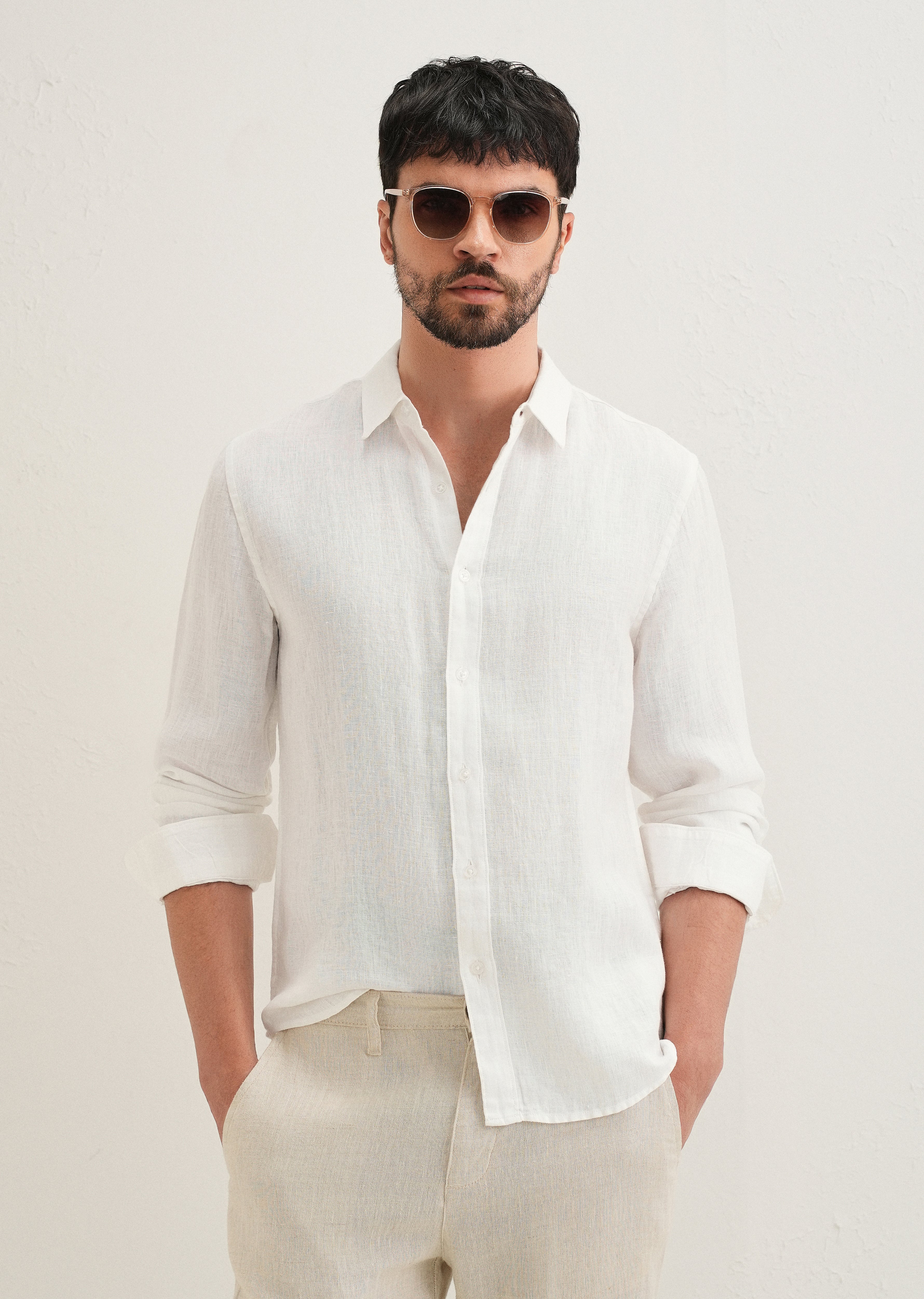 White Pure Linen Shirt