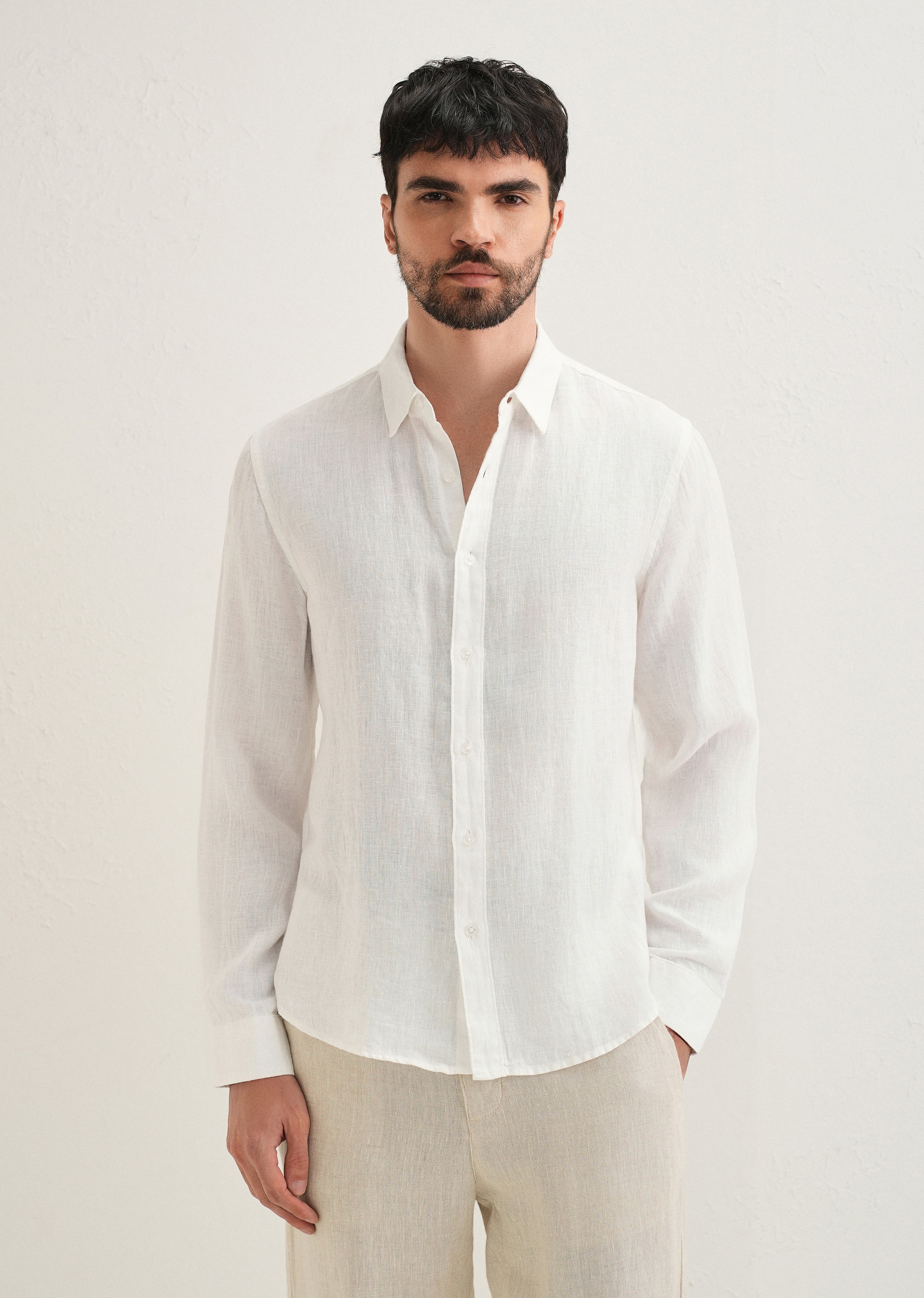White Pure Linen Shirt