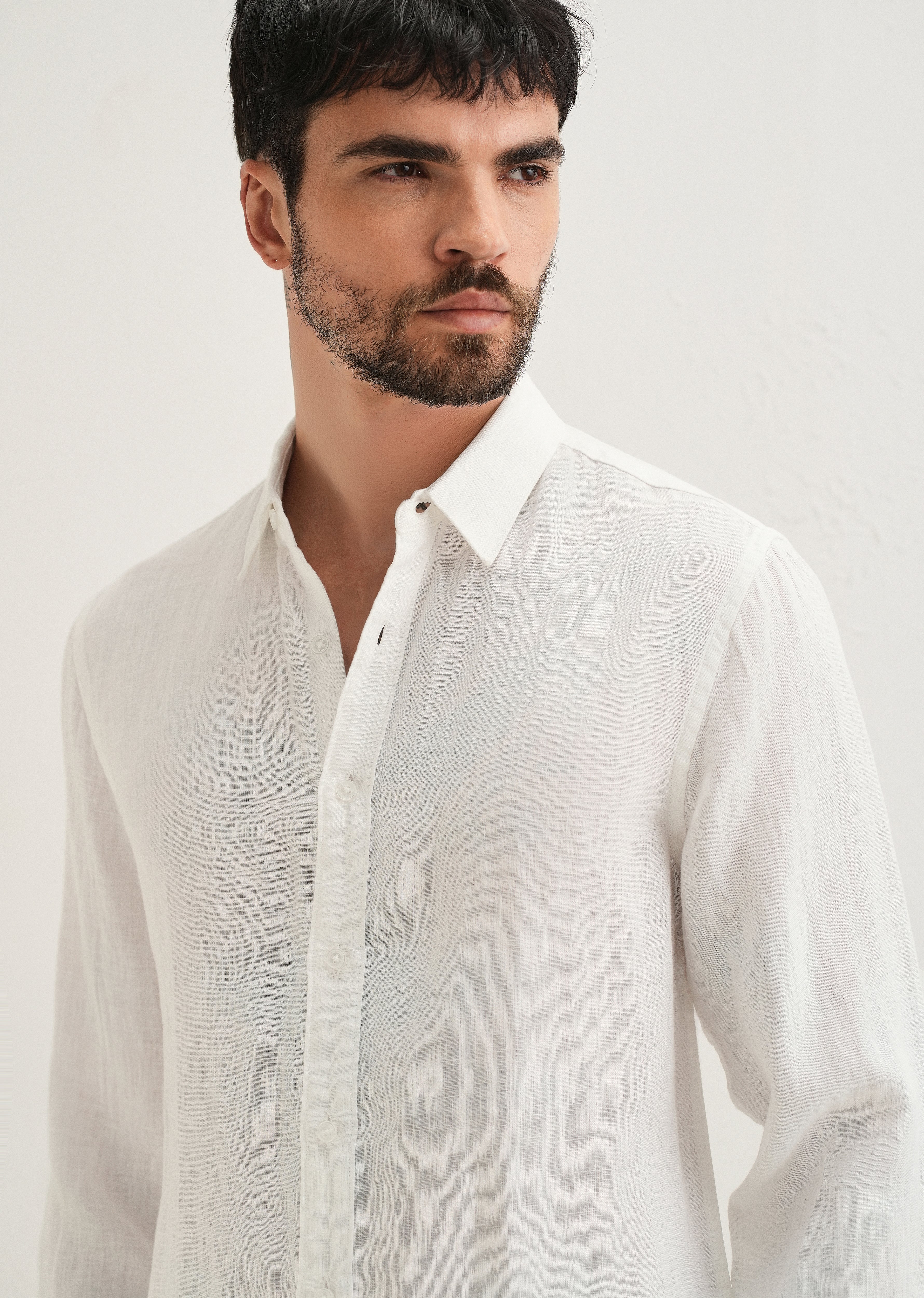 White Pure Linen Shirt