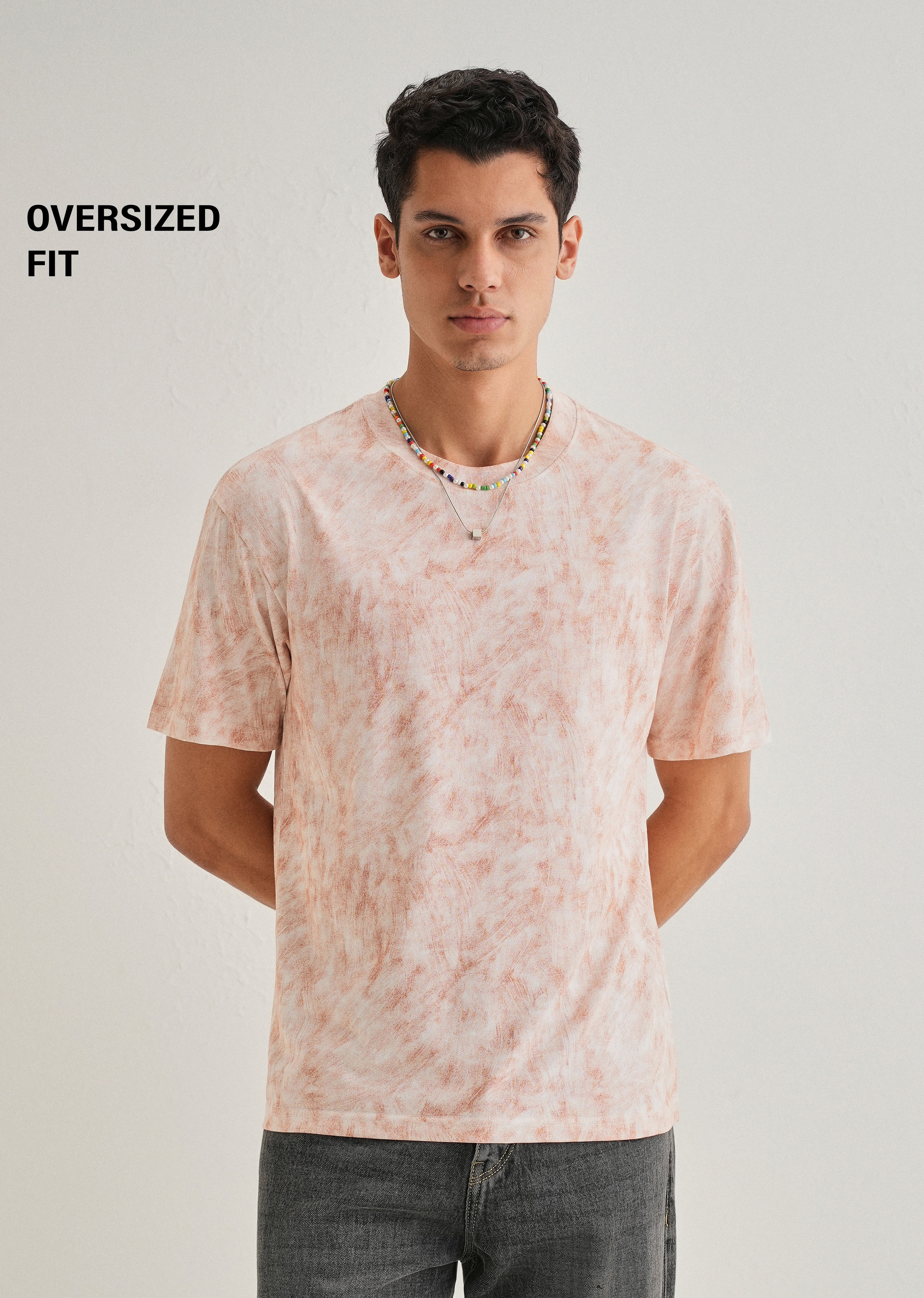 White Red Brushstroke Oversized T-shirt
