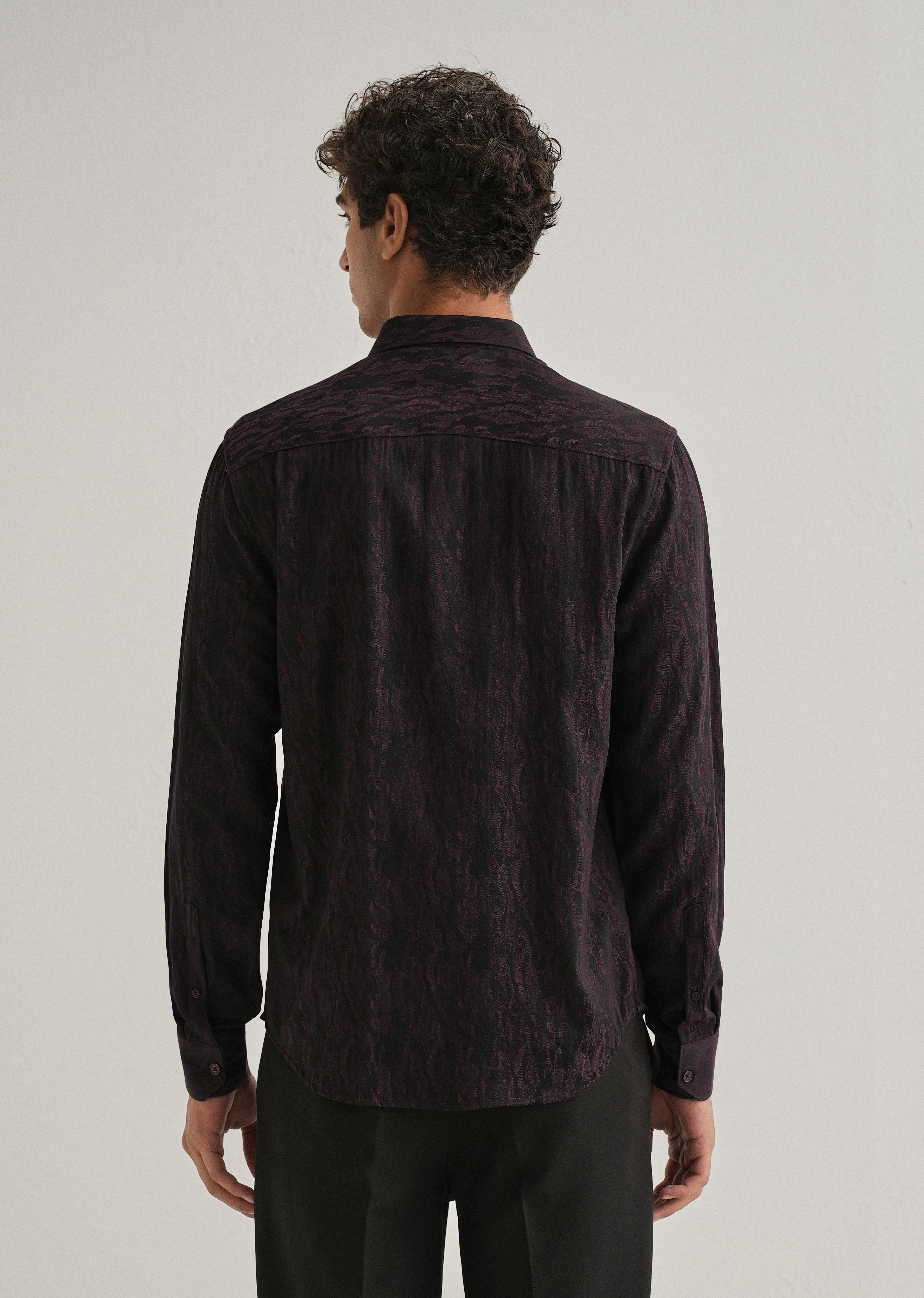 Wine Abstract Jacquard Shirt