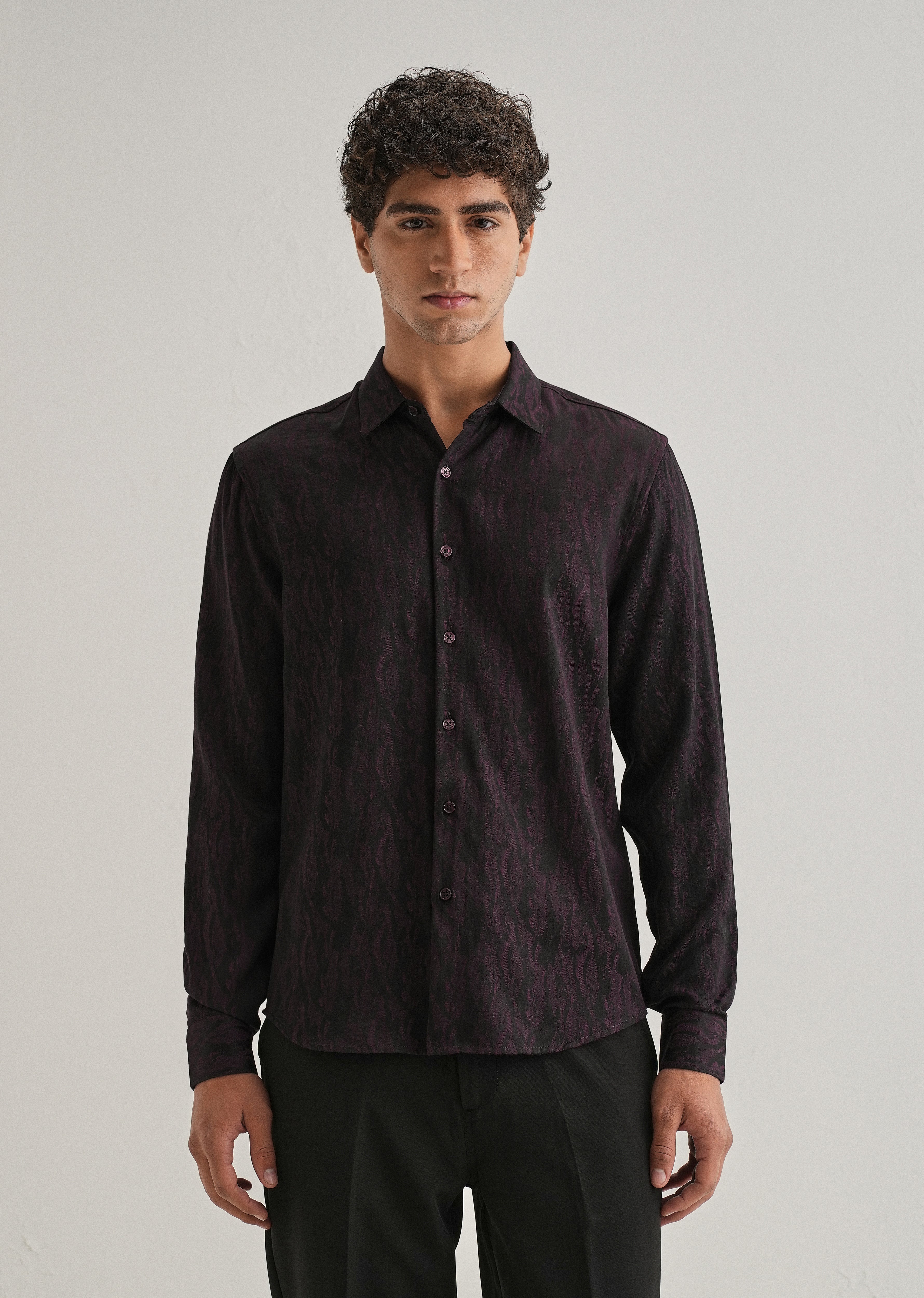 Wine Abstract Jacquard Shirt