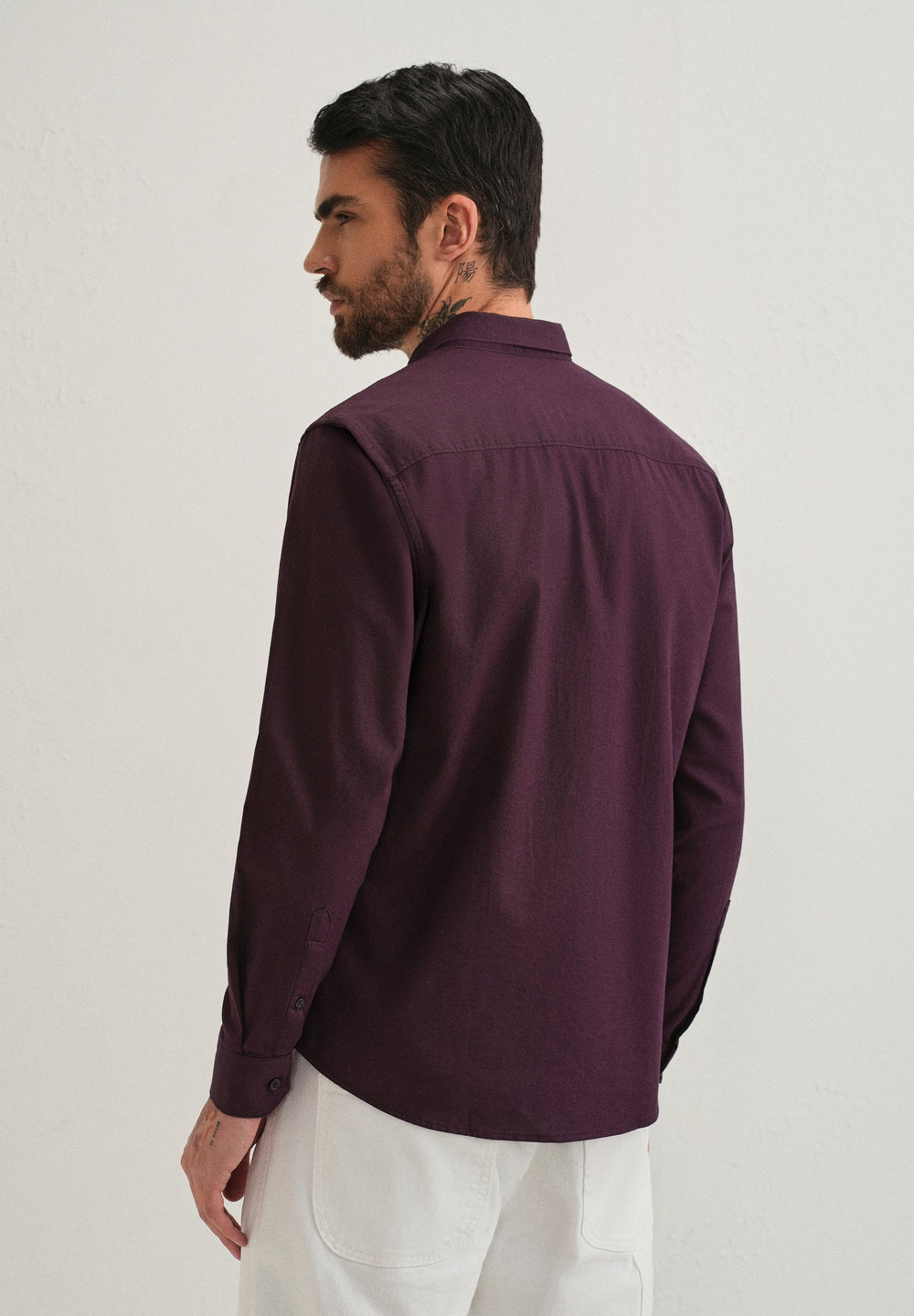 Wine Contrast Placket Shirt