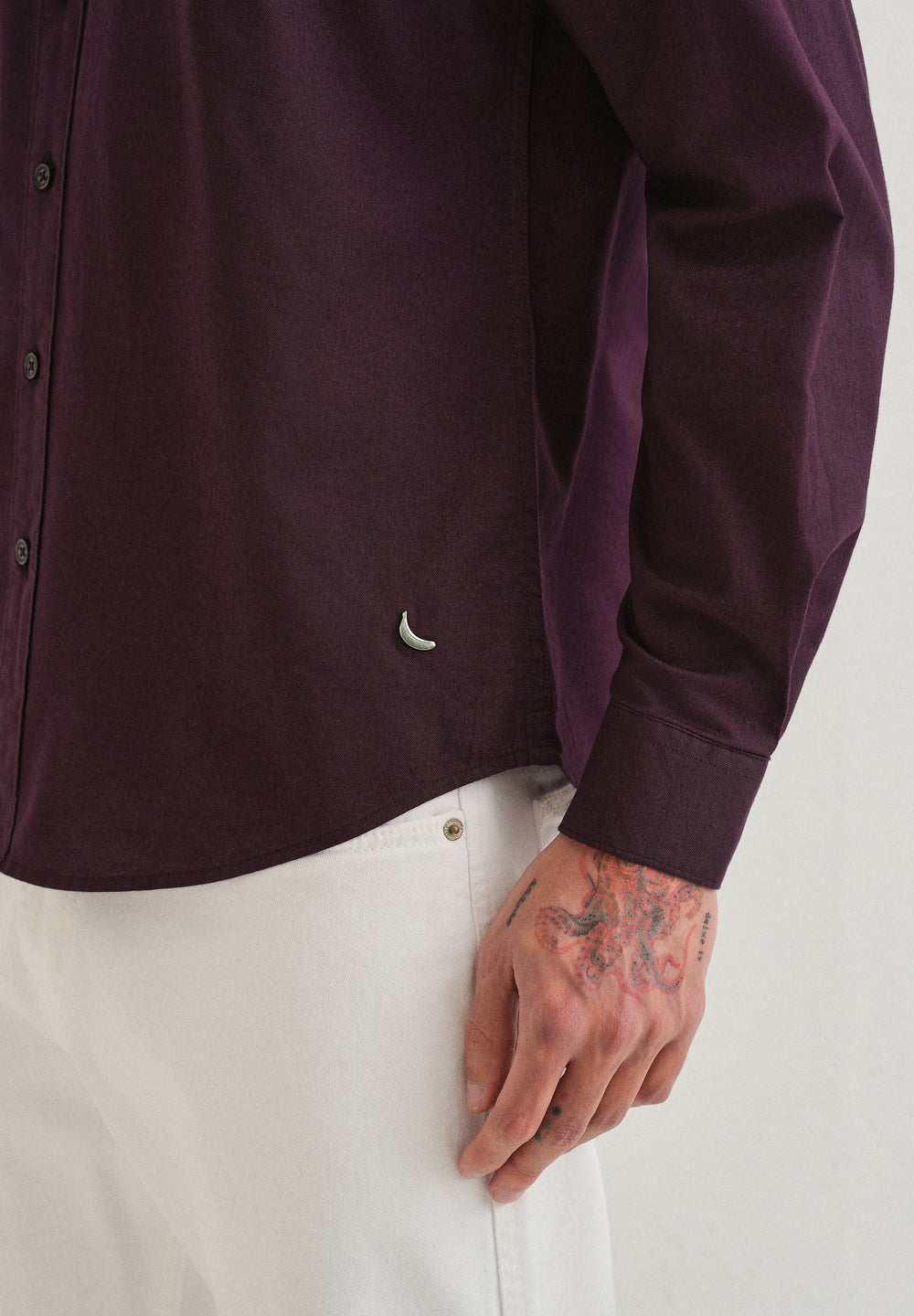 Wine Contrast Placket Shirt