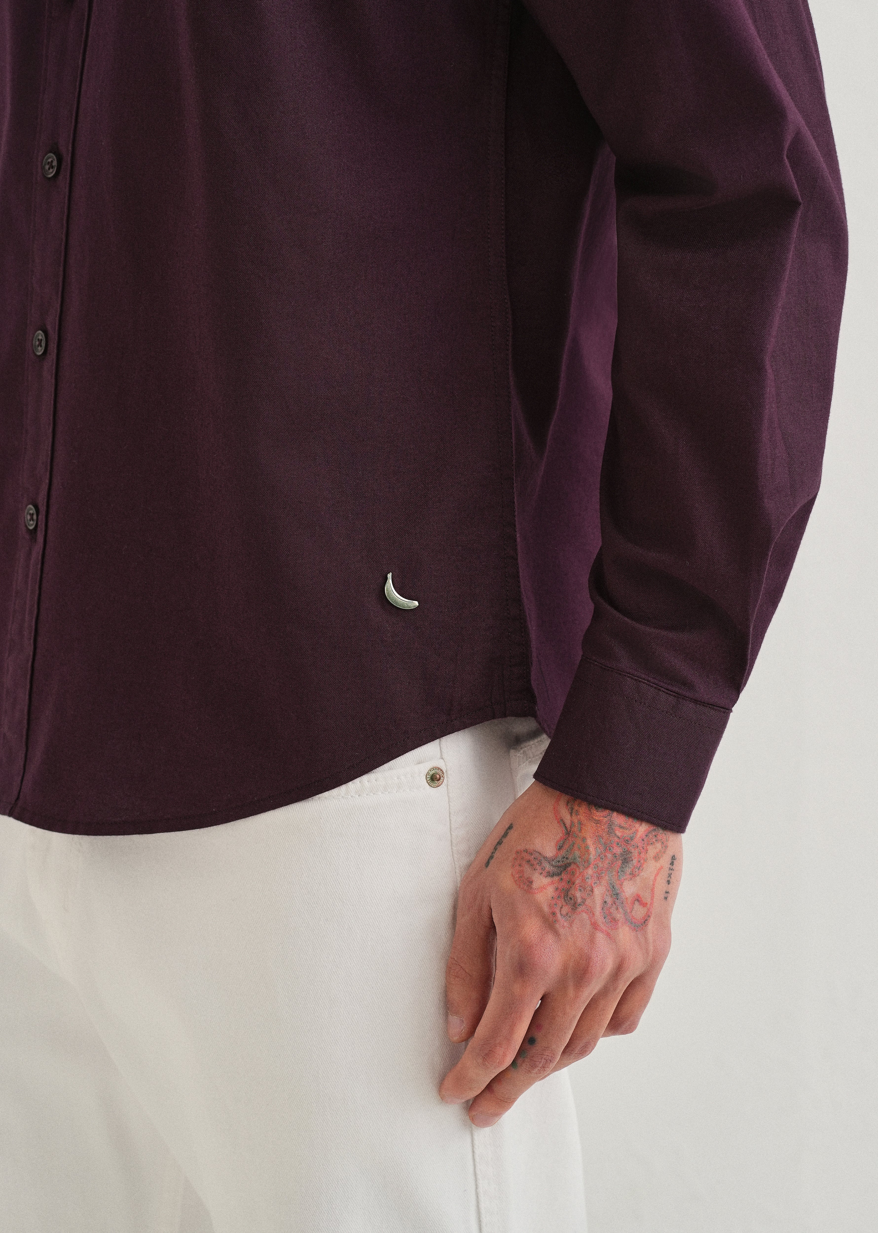 Wine Contrast Placket Shirt