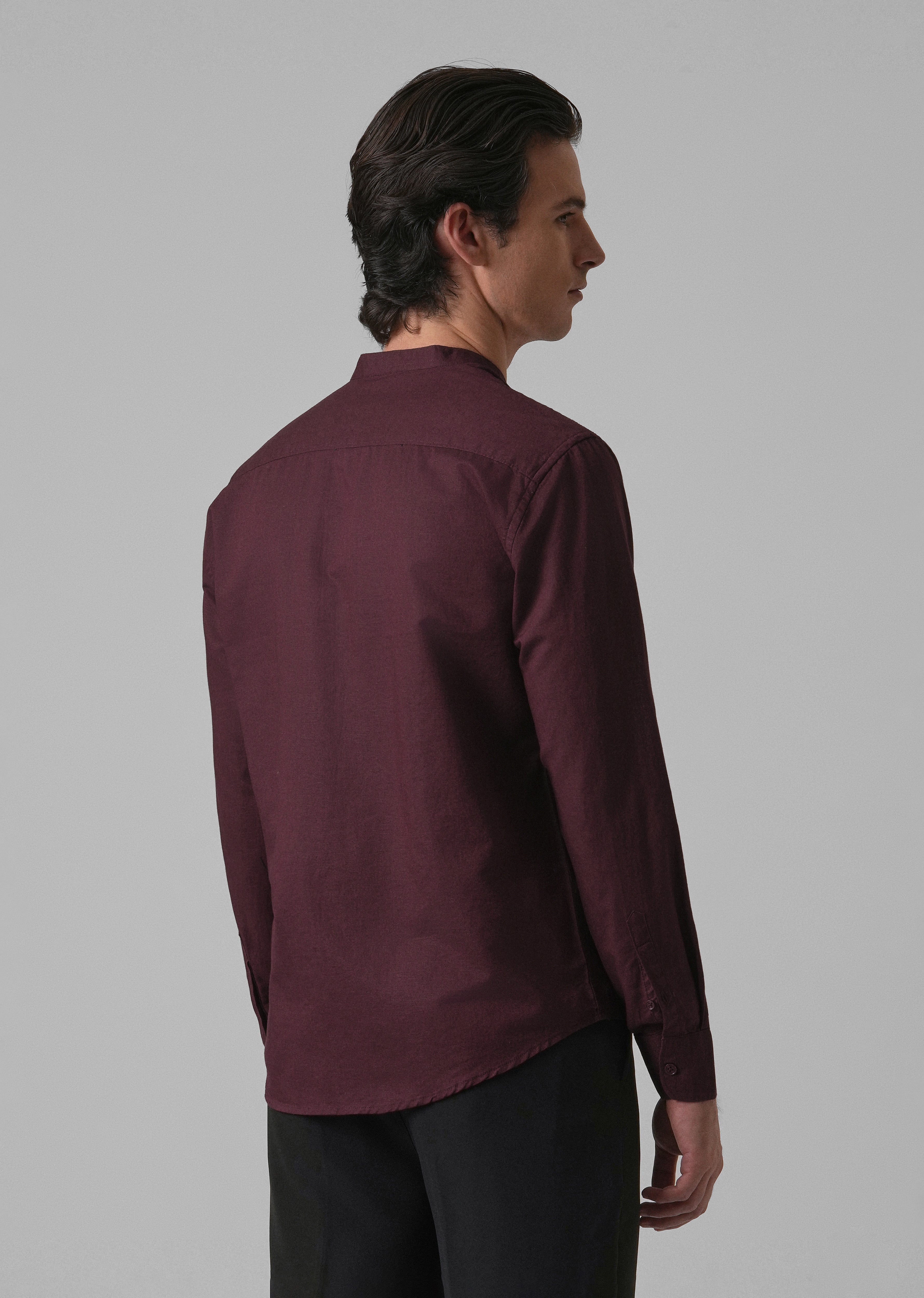 Wine Cotton Linen Shirt
