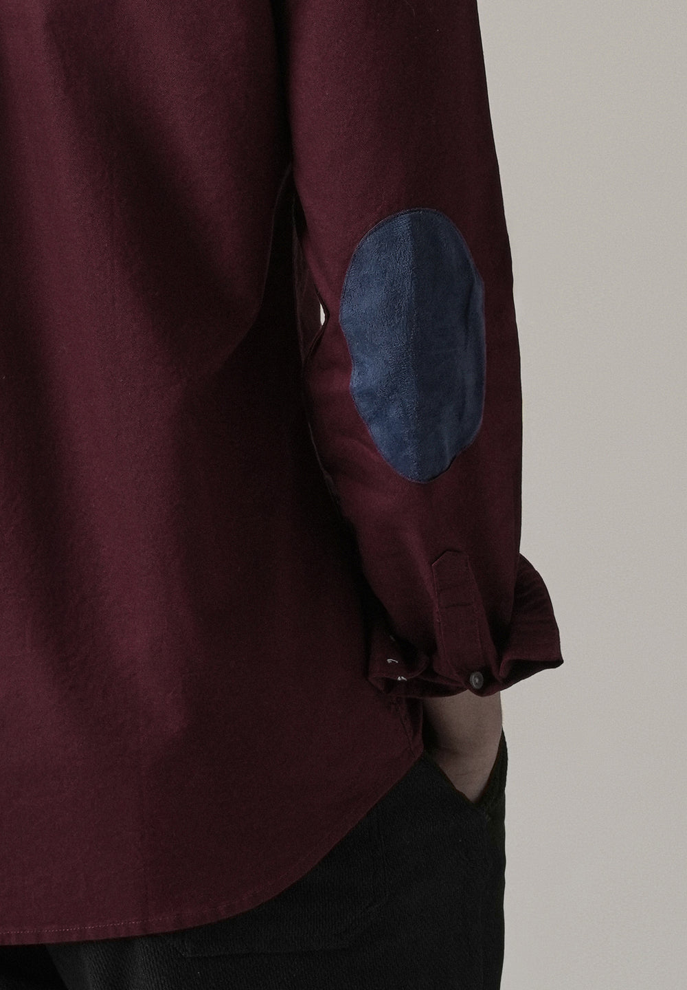 Wine Plain Elbow Patch Oxford Shirt