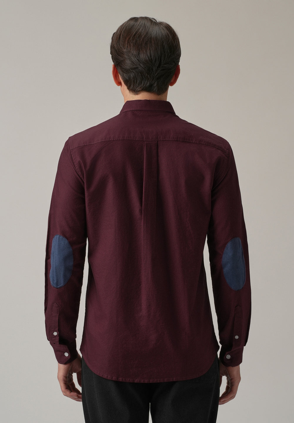 Wine Plain Elbow Patch Oxford Shirt