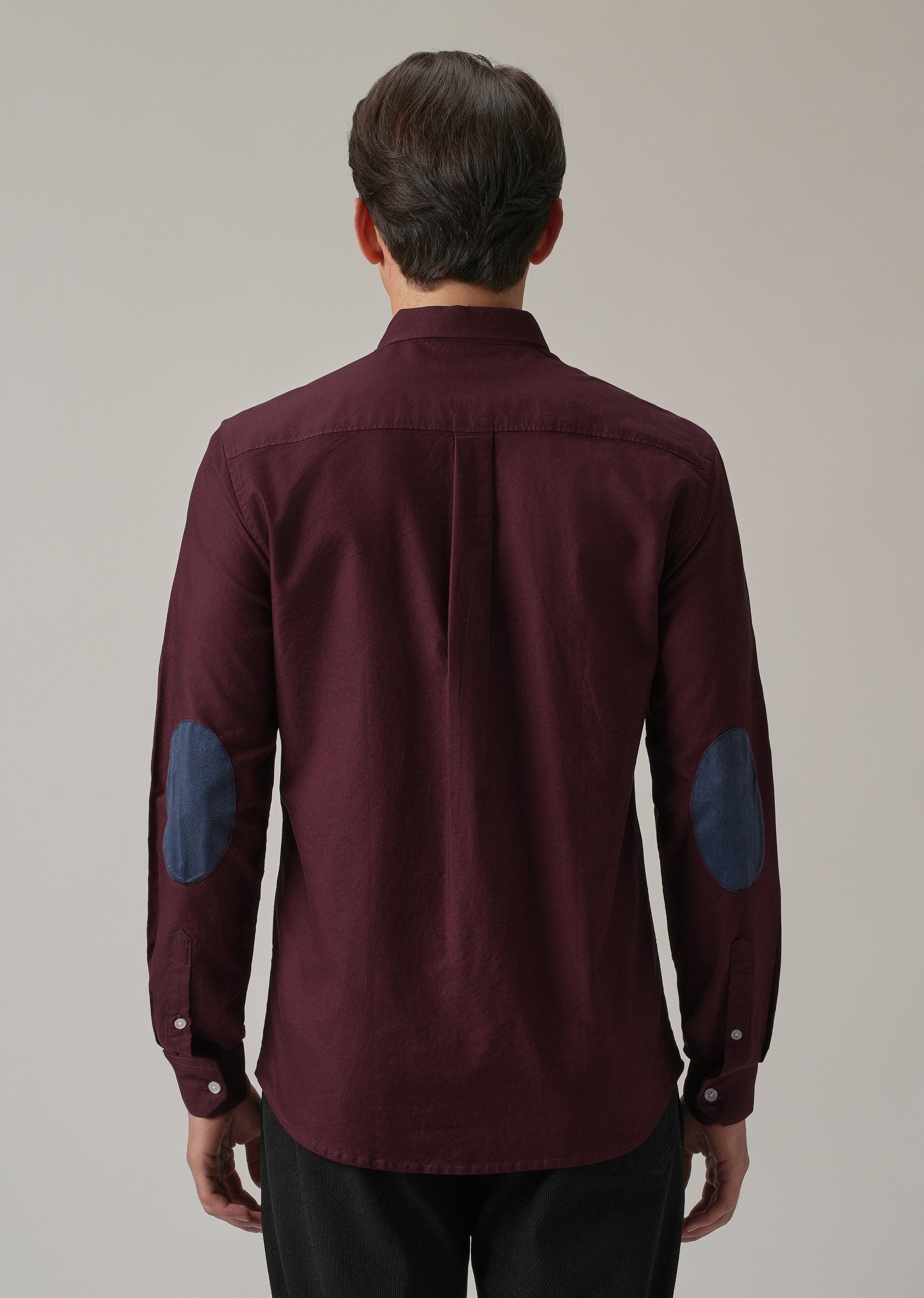 Wine Plain Elbow Patch Oxford Shirt