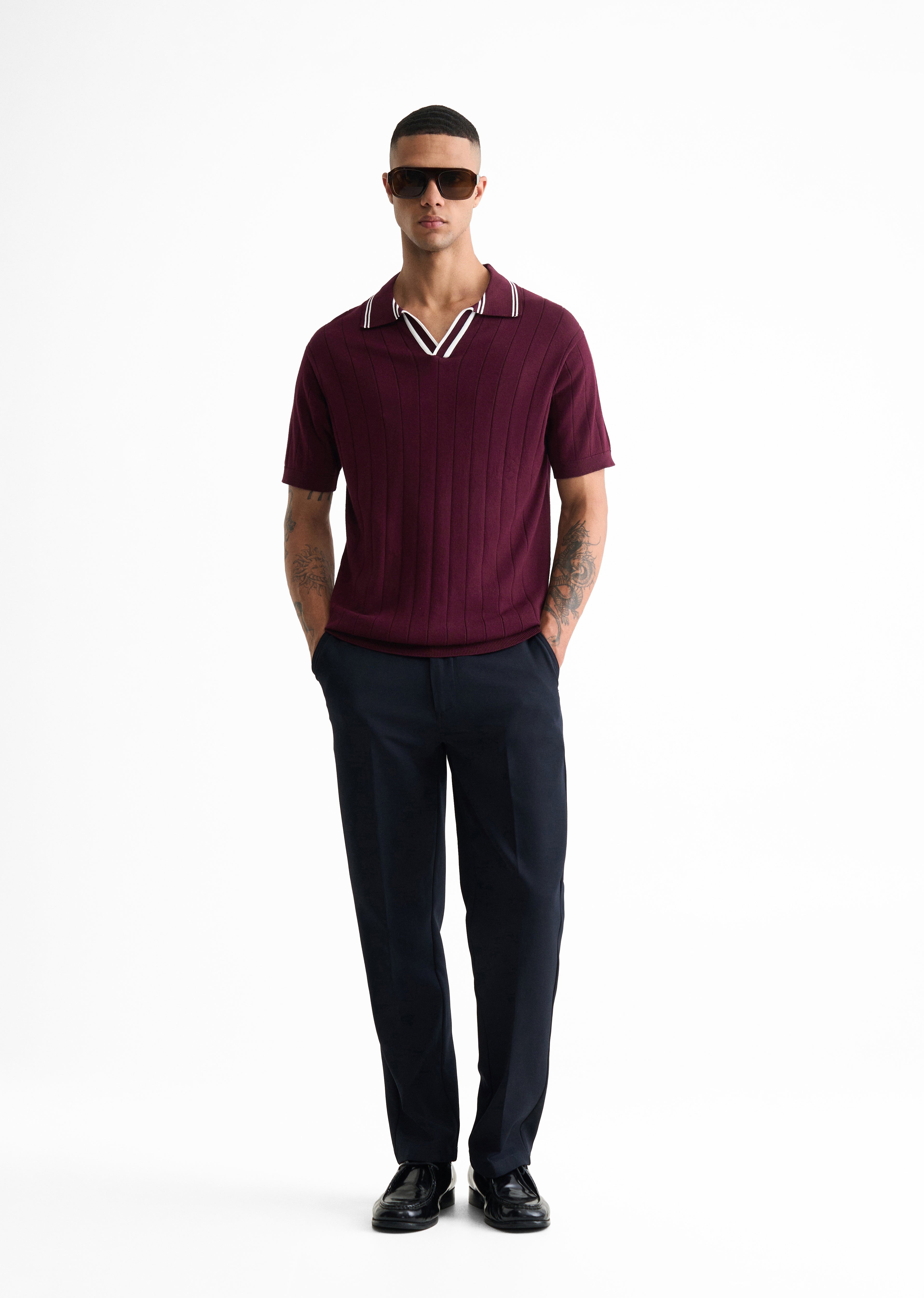 Wine Rib Knitted Polo