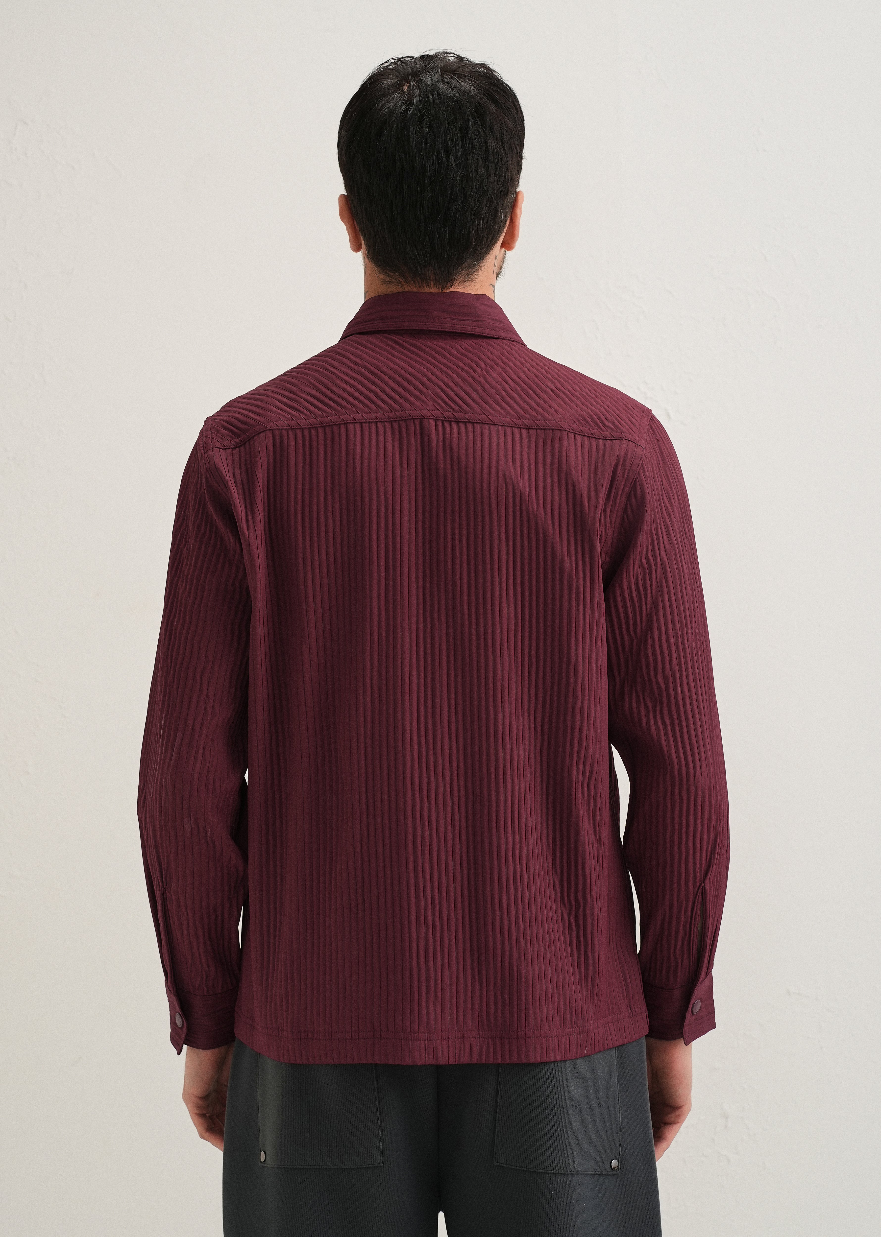 Wine Textured Utility Shacket