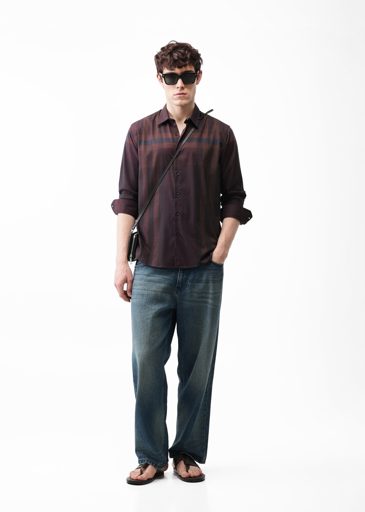 Wine Tonal Check Shirt