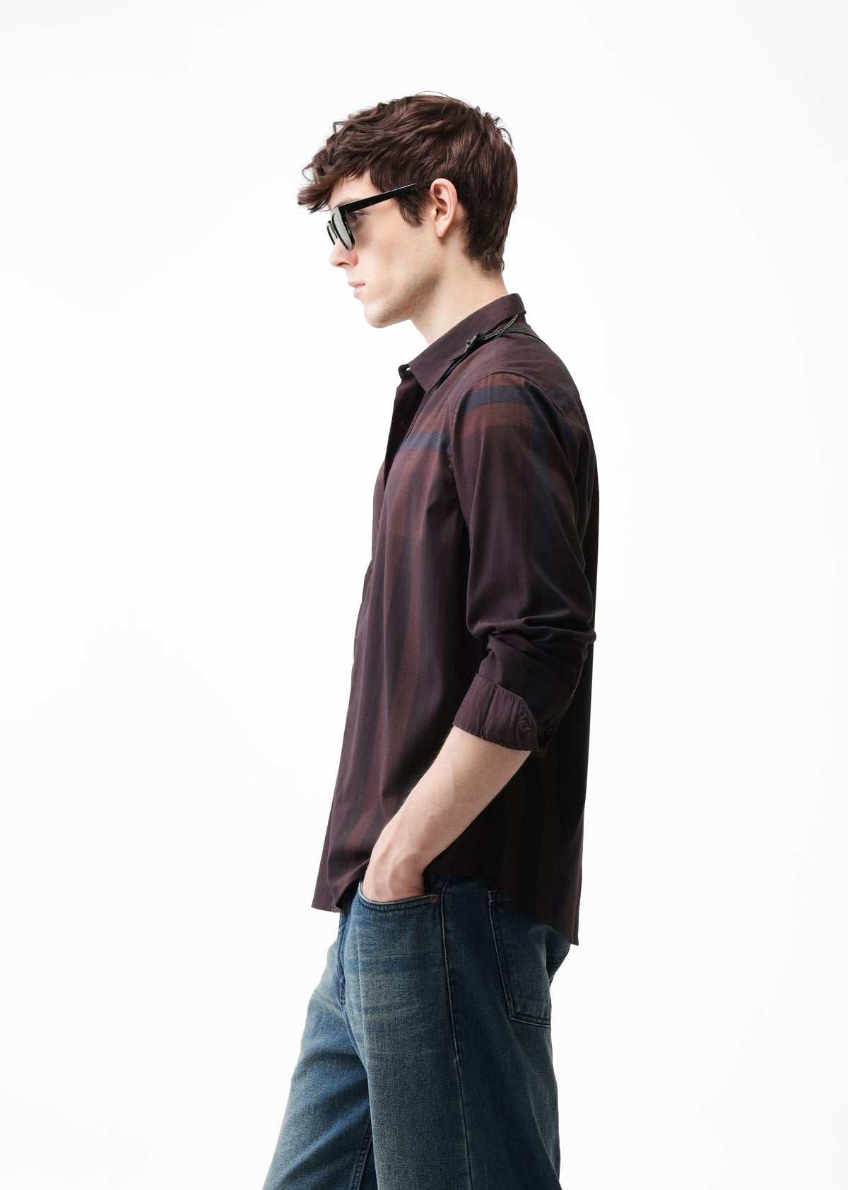 Wine Tonal Check Shirt