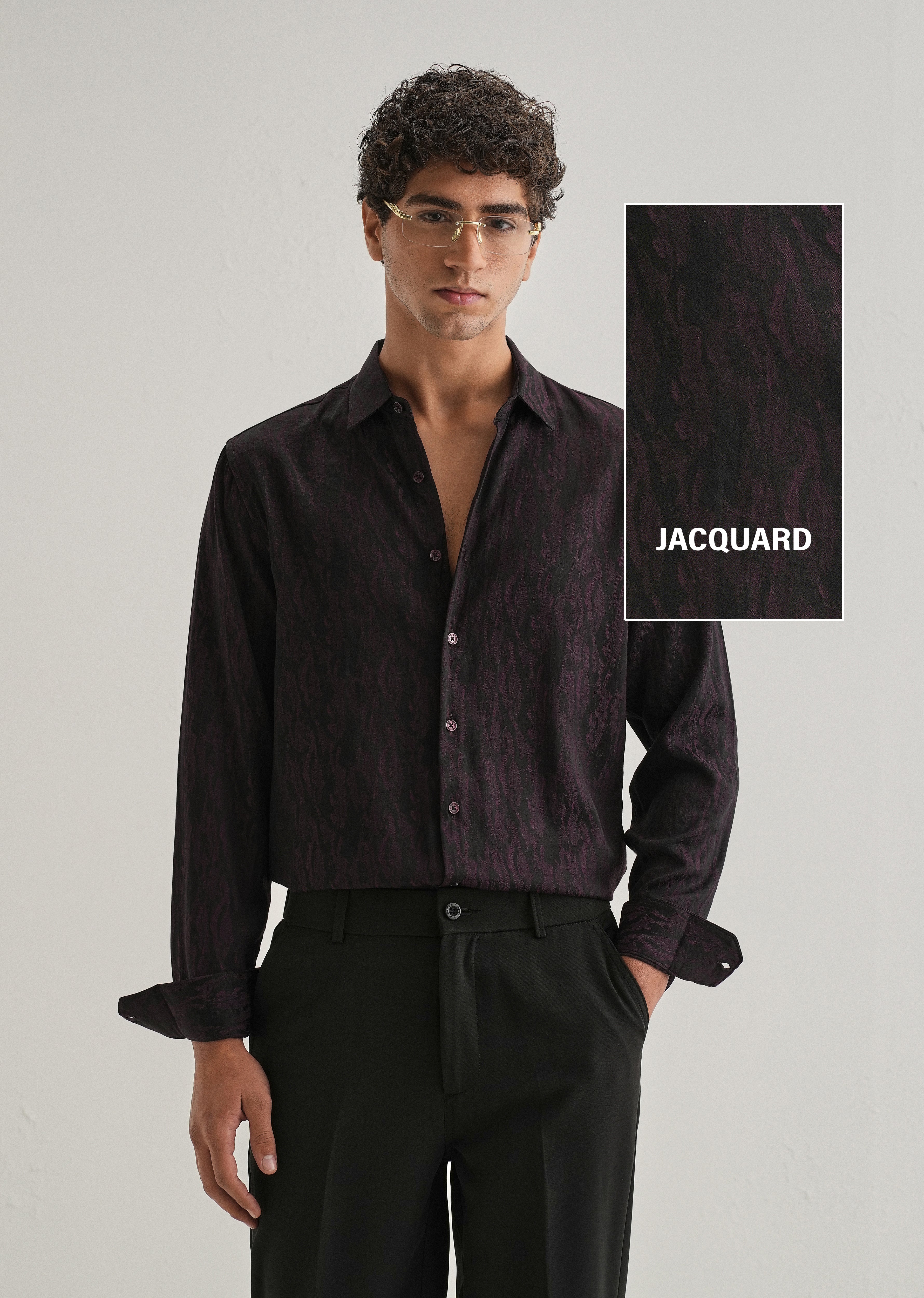 Wine Abstract Jacquard Shirt