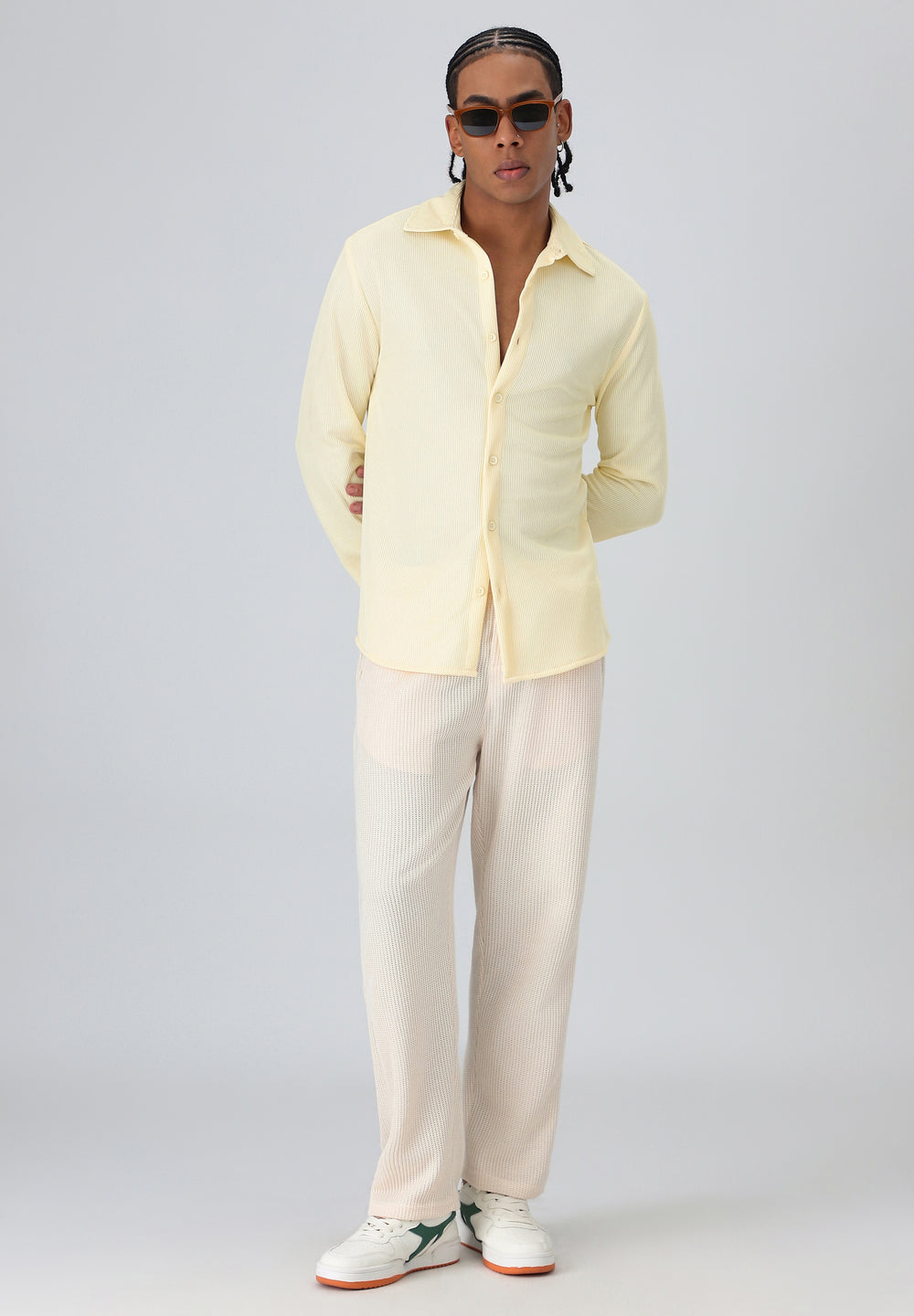 Yellow Plain Knitted Shirt