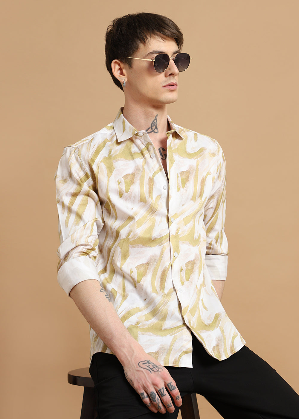 Yellow Marble Printed shirt