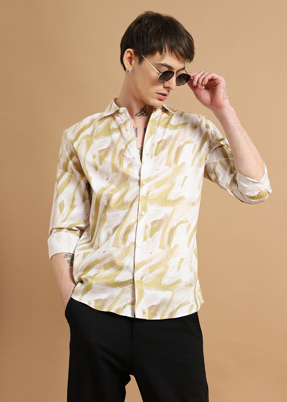 Yellow Marble Printed shirt