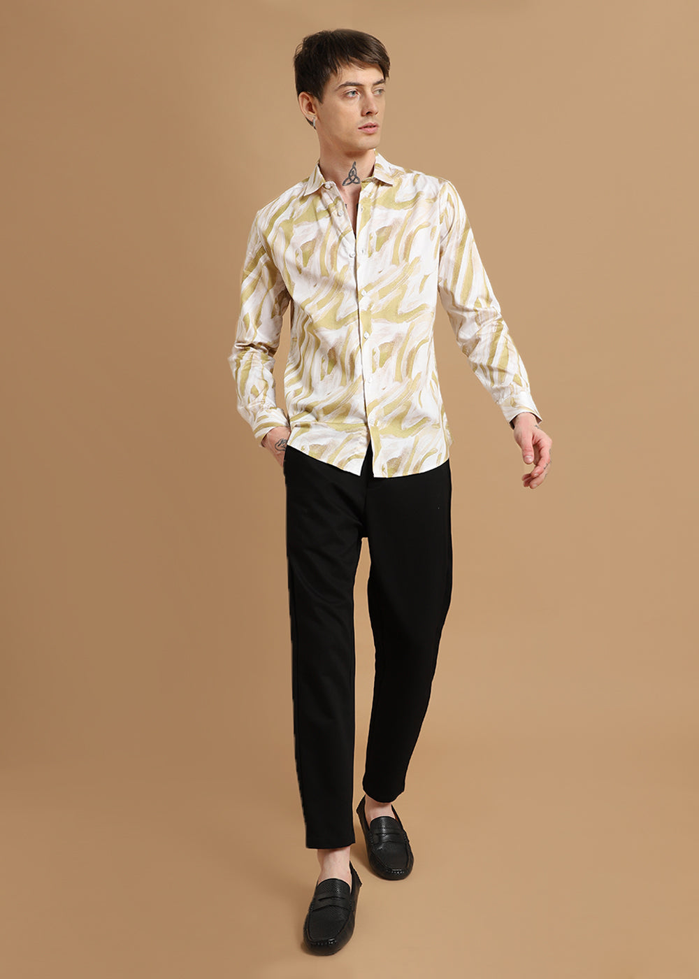 Yellow Marble Printed shirt