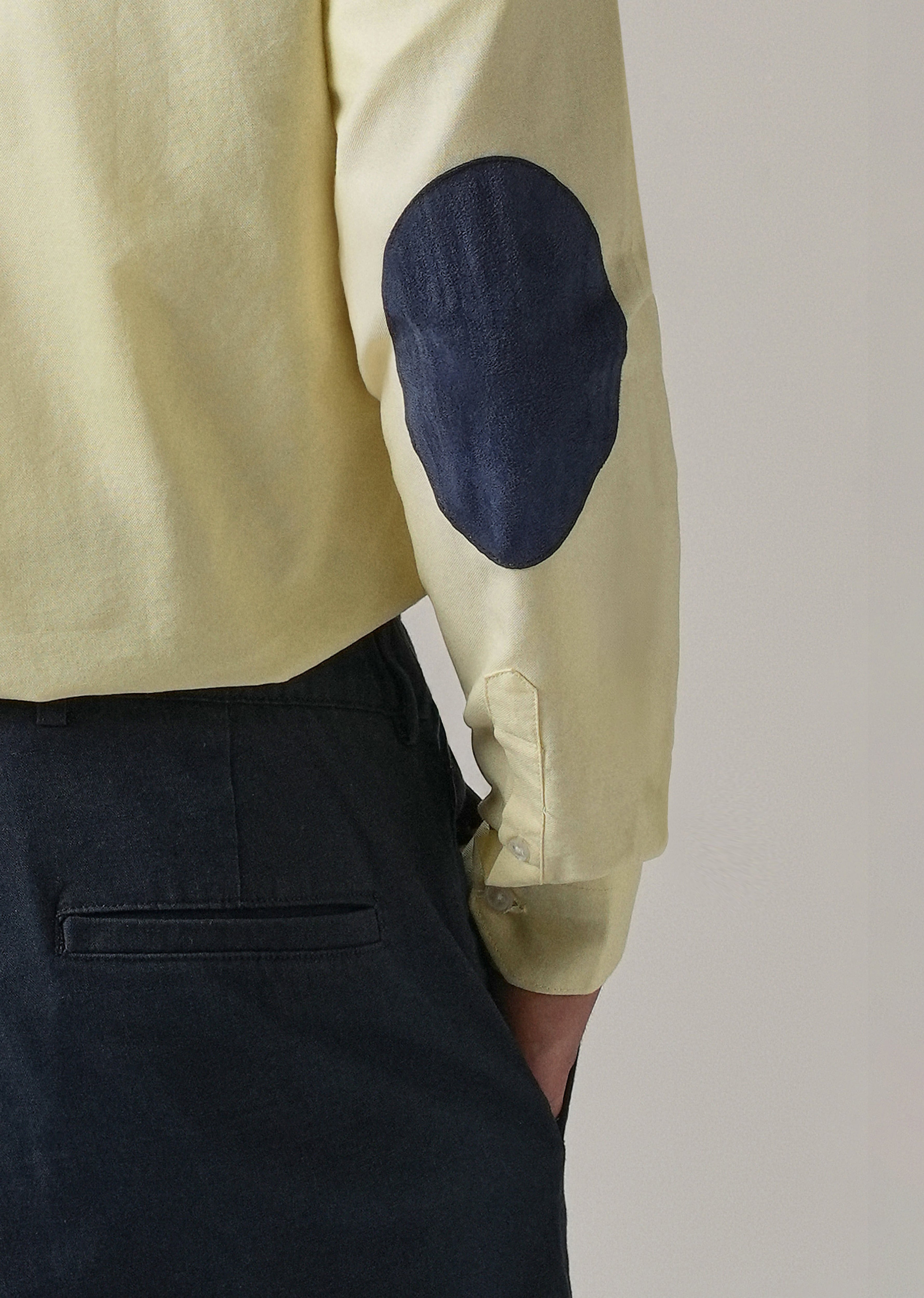 Yellow Plain Elbow Patch Oxford Shirt