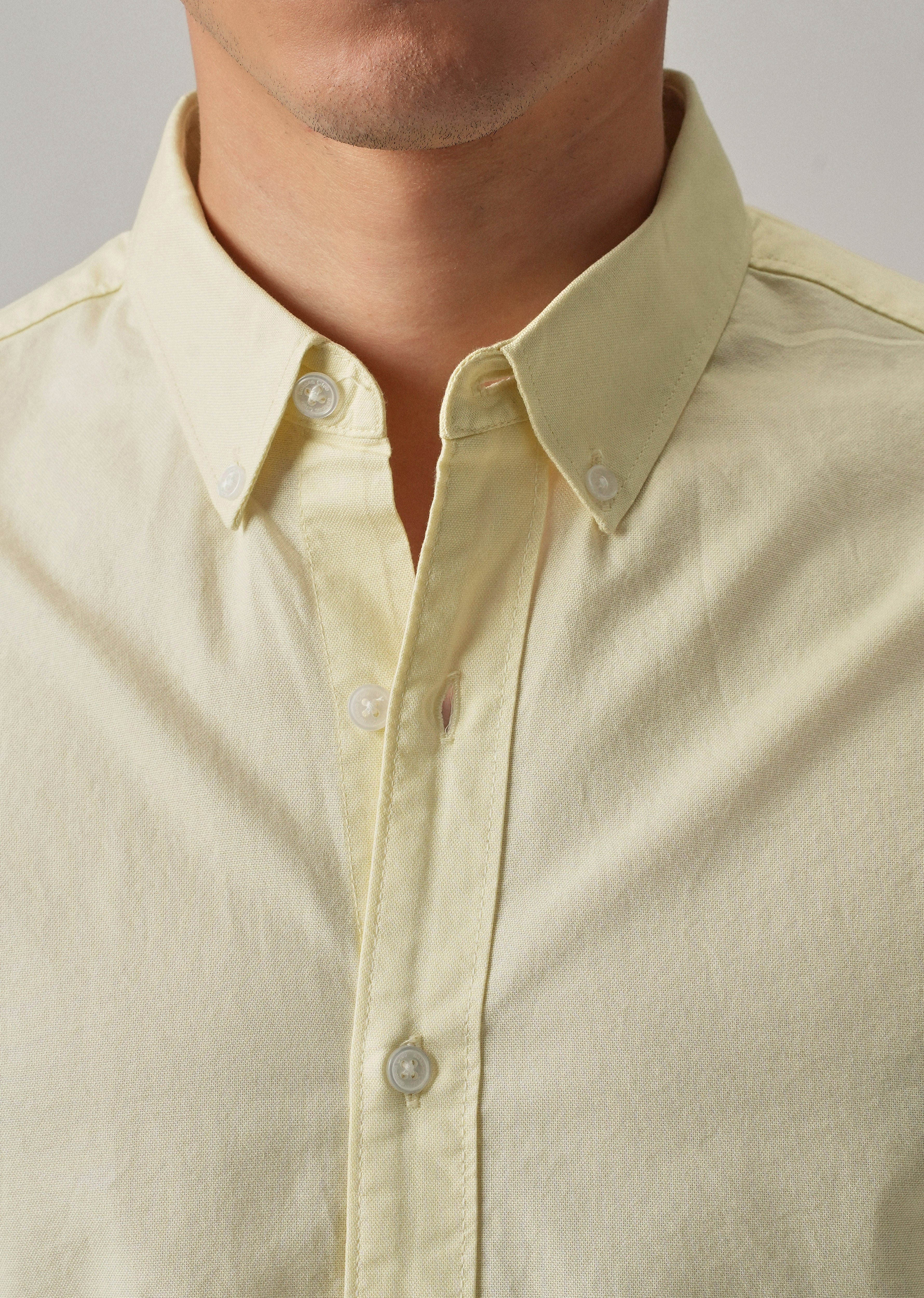 Yellow Plain Elbow Patch Oxford Shirt