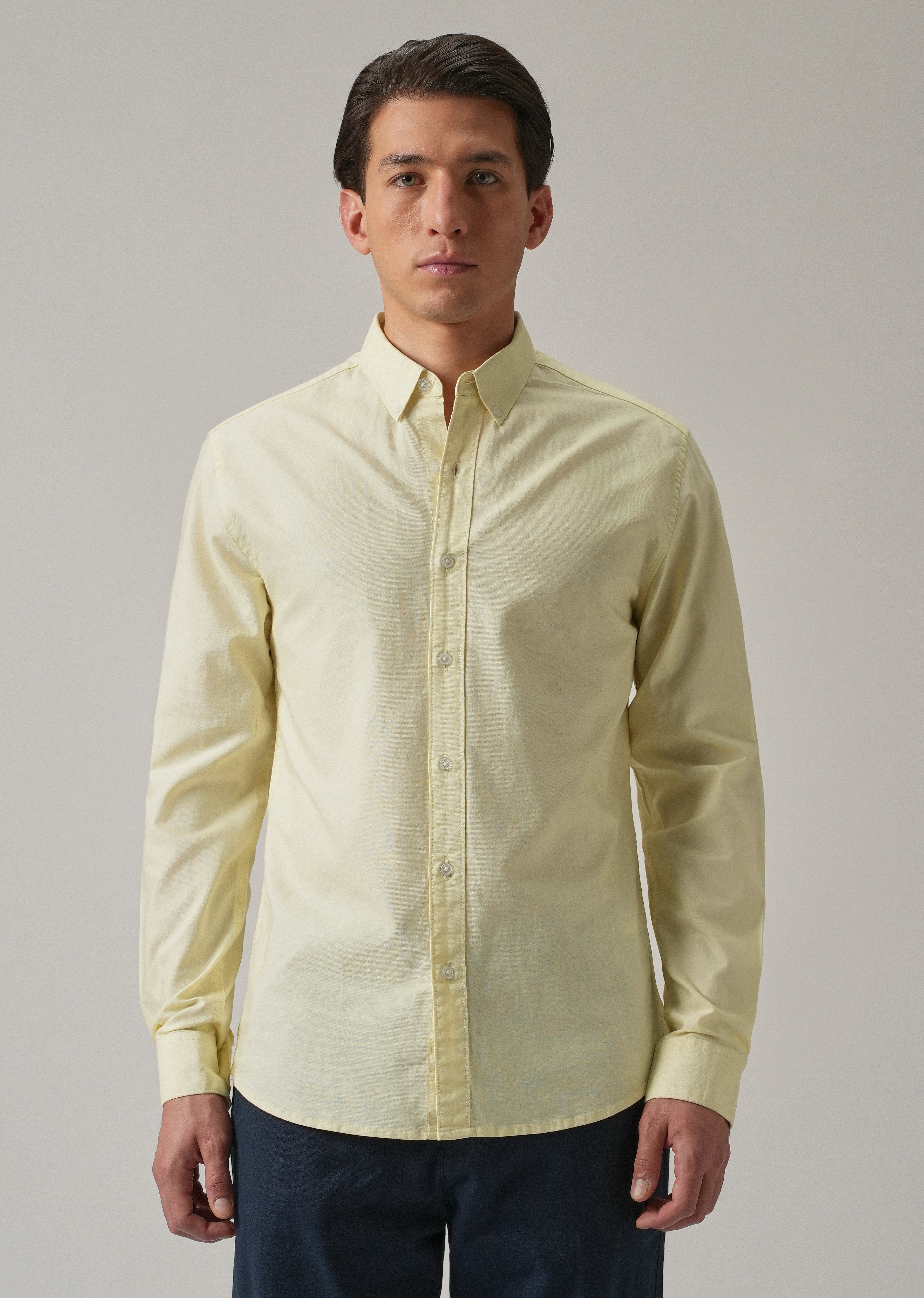 Yellow Plain Elbow Patch Oxford Shirt