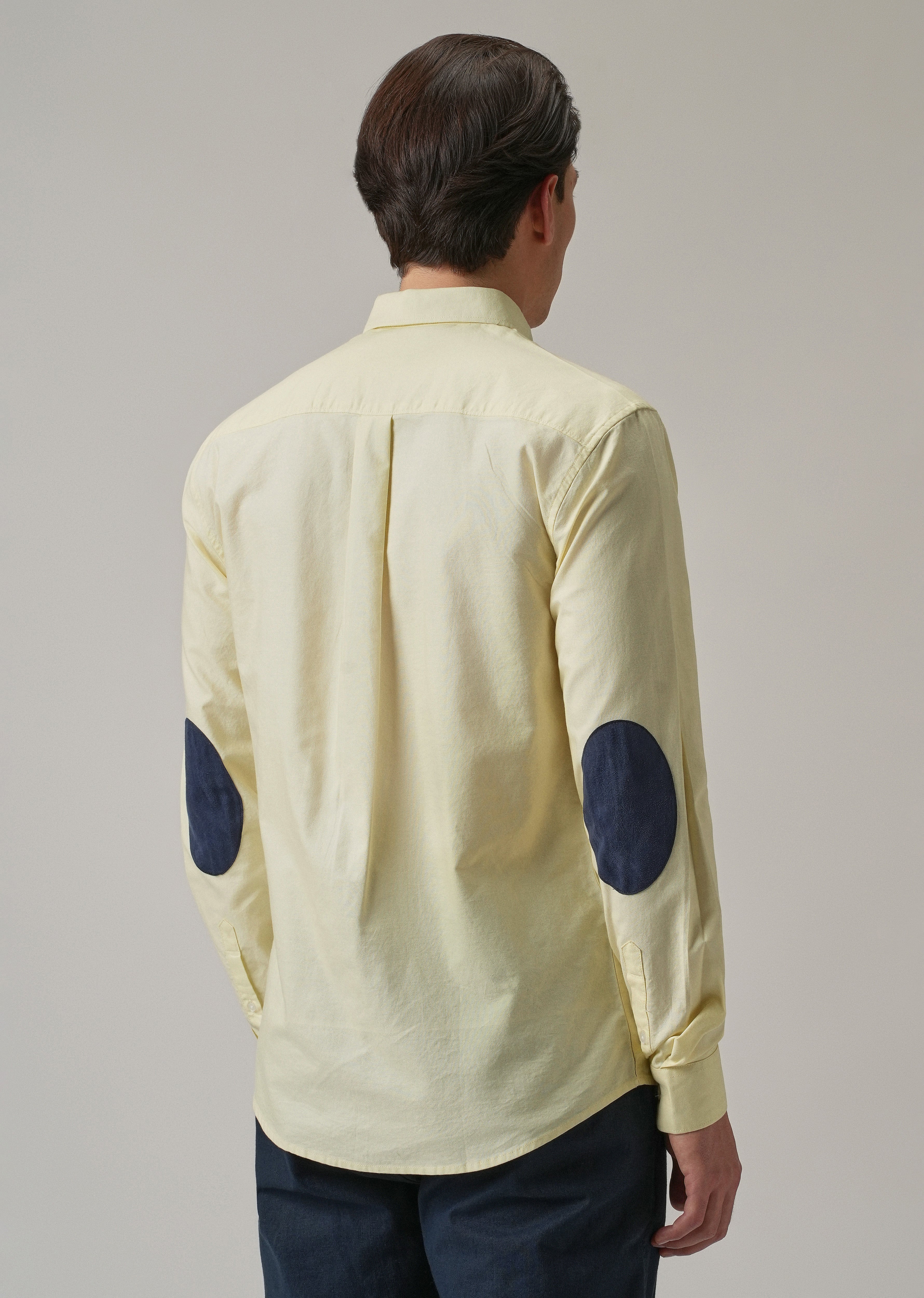 Yellow Plain Elbow Patch Oxford Shirt