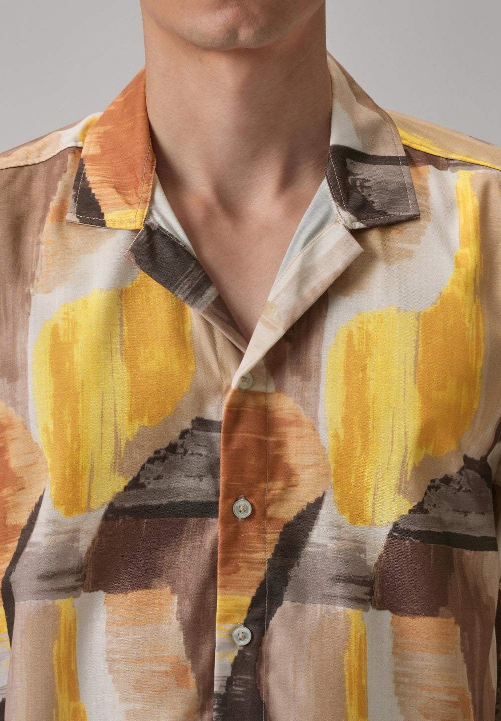 Yellow Abstract Half Sleeve Shirt