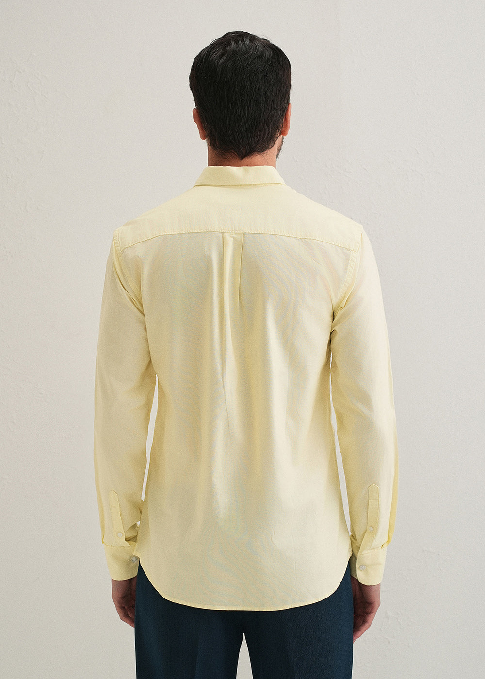 Yellow Plain Cotton Oxford Shirt