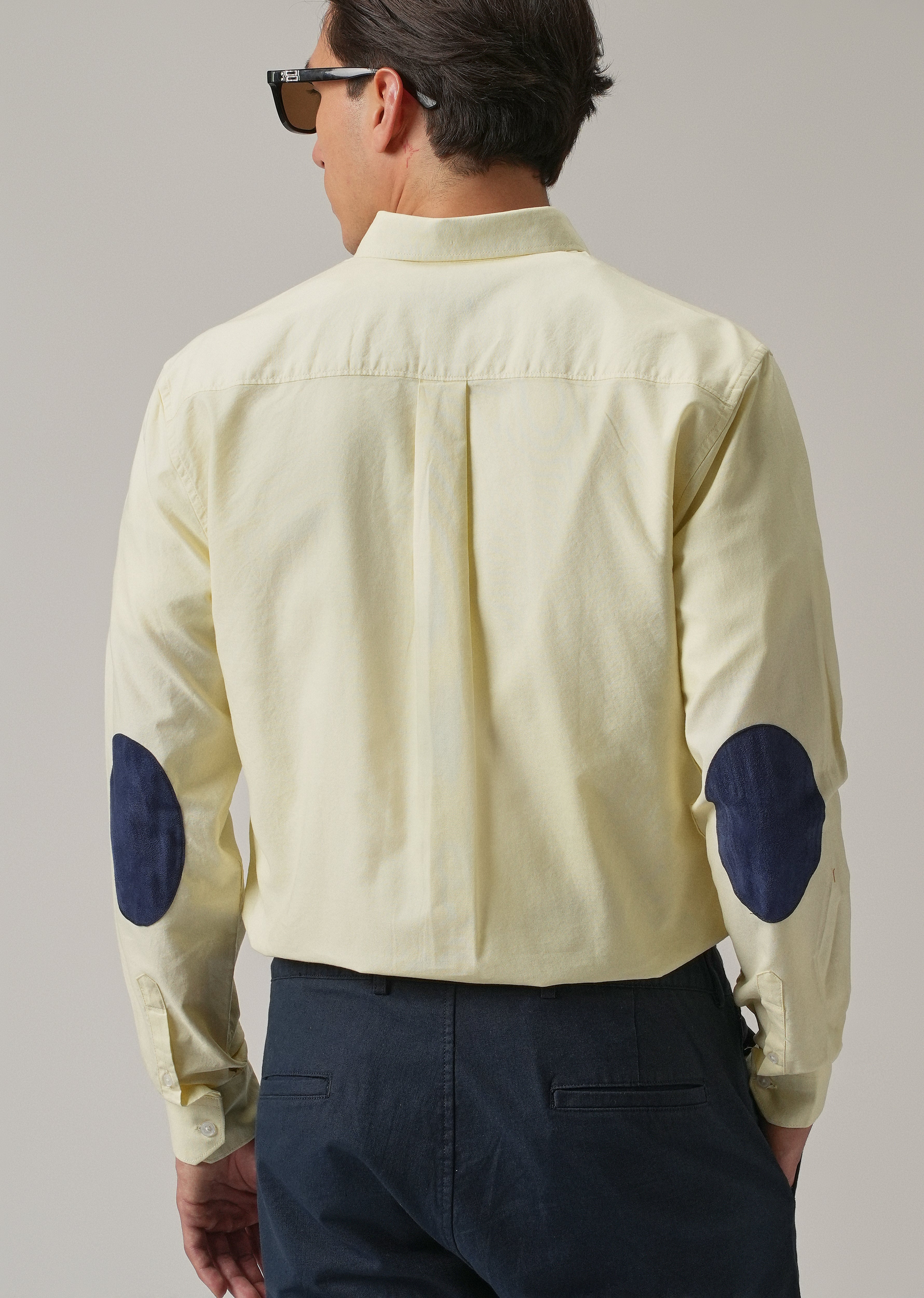 Yellow Plain Elbow Patch Oxford Shirt