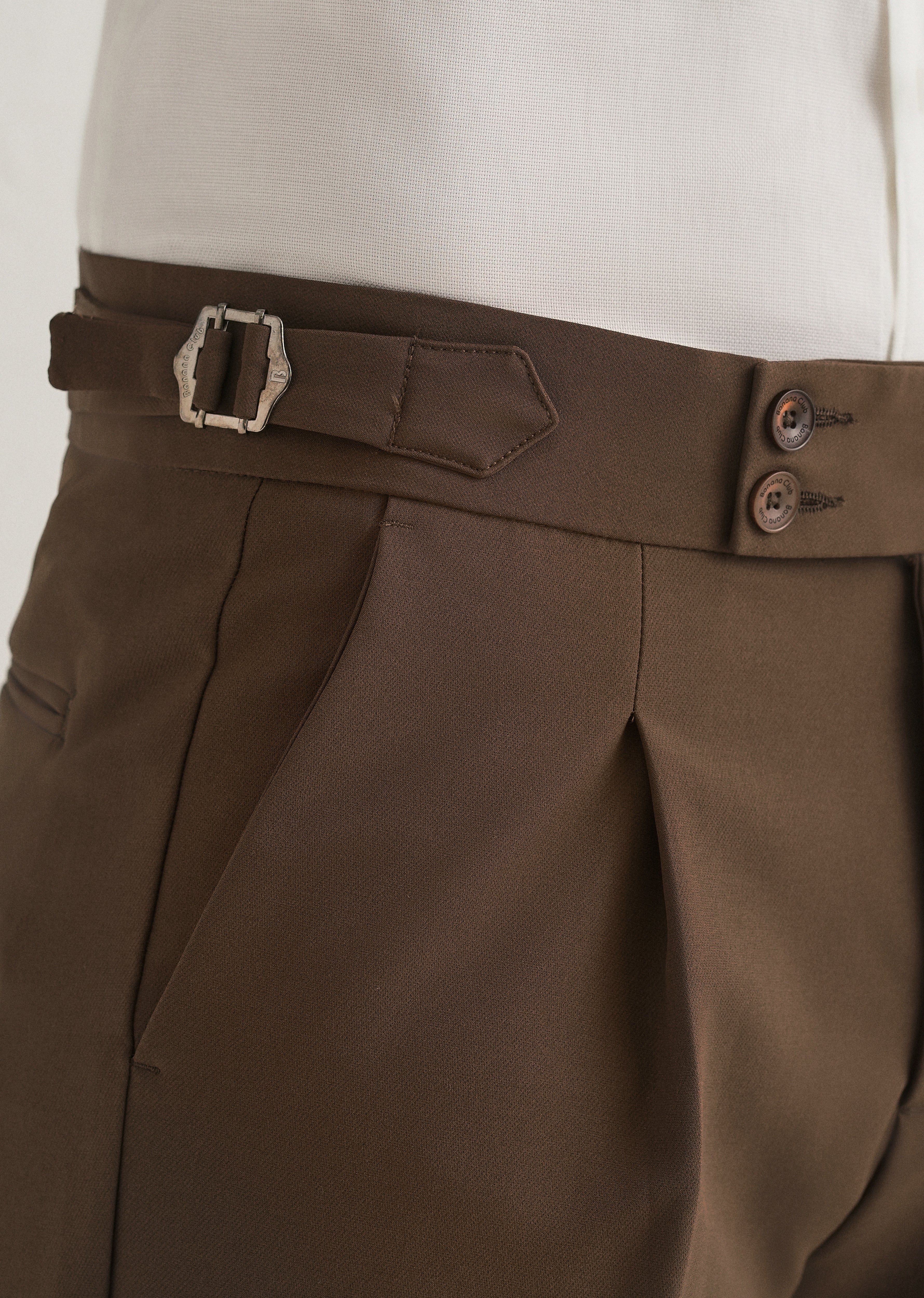 Coffee Brown Pleated Gurkha Pant