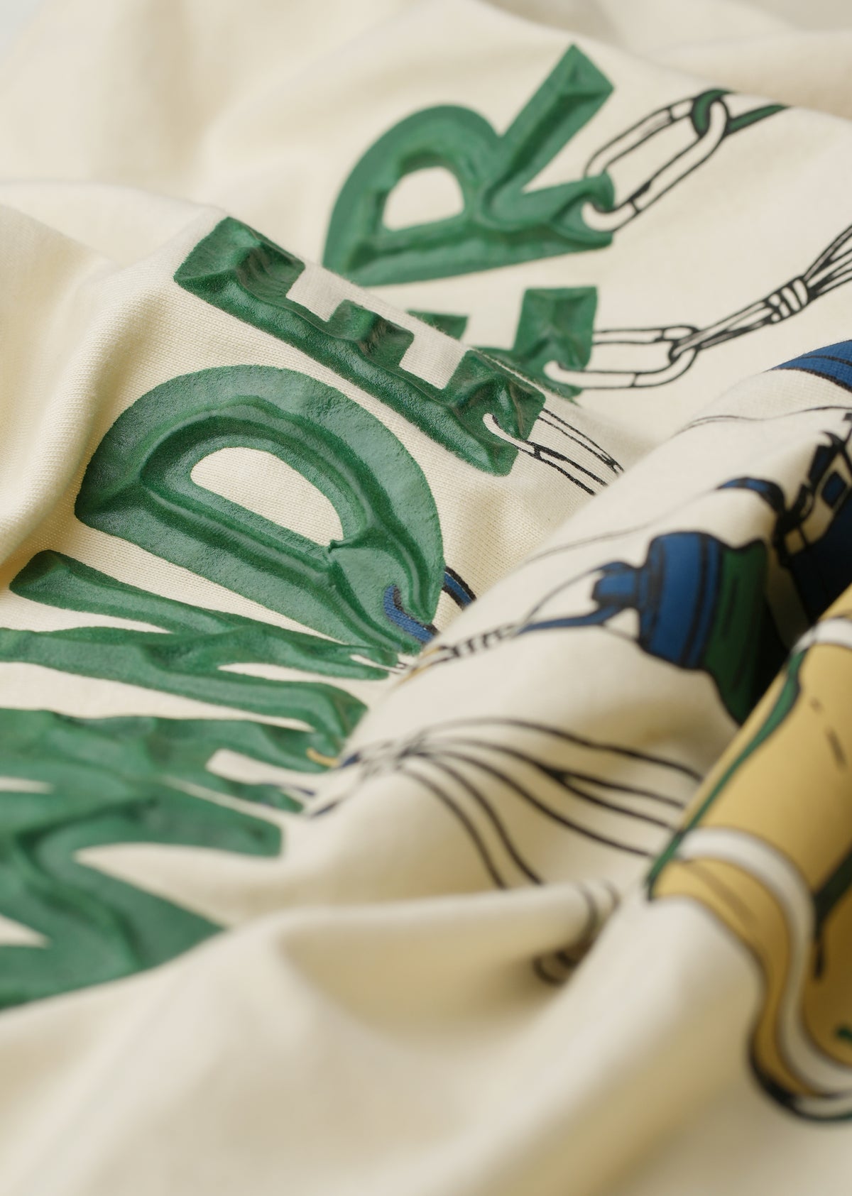 Cream Wanderer Textured Graphic T-shirt
