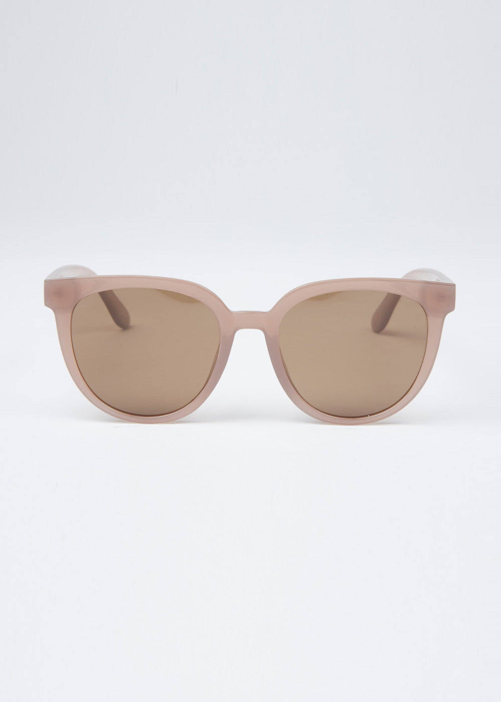 Light Beige Unisex Oval Sunglasses