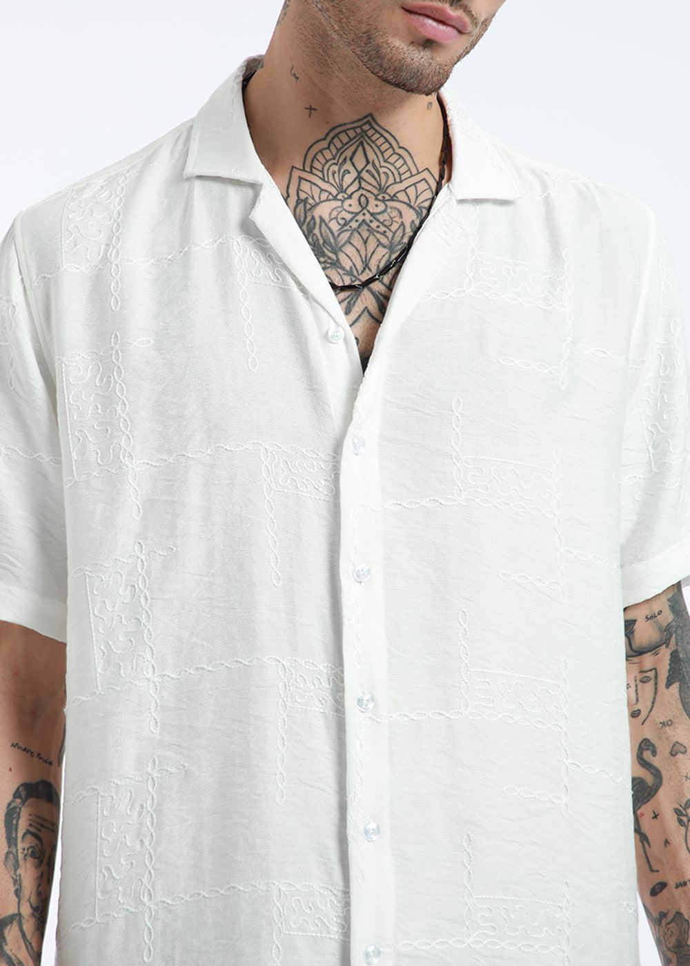 Cloud White Embroidery Shirt