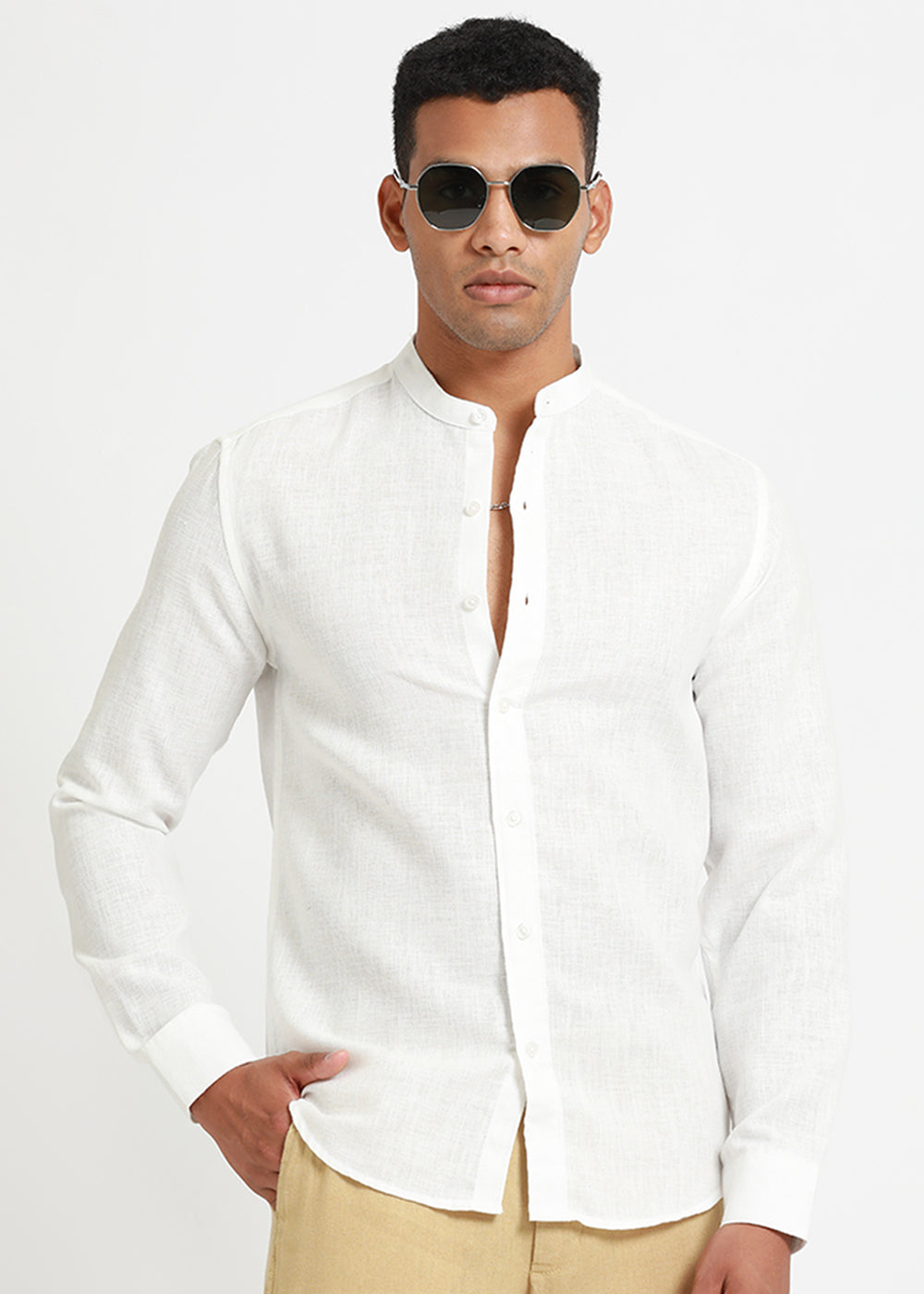 Arctic White Linen Shirt
