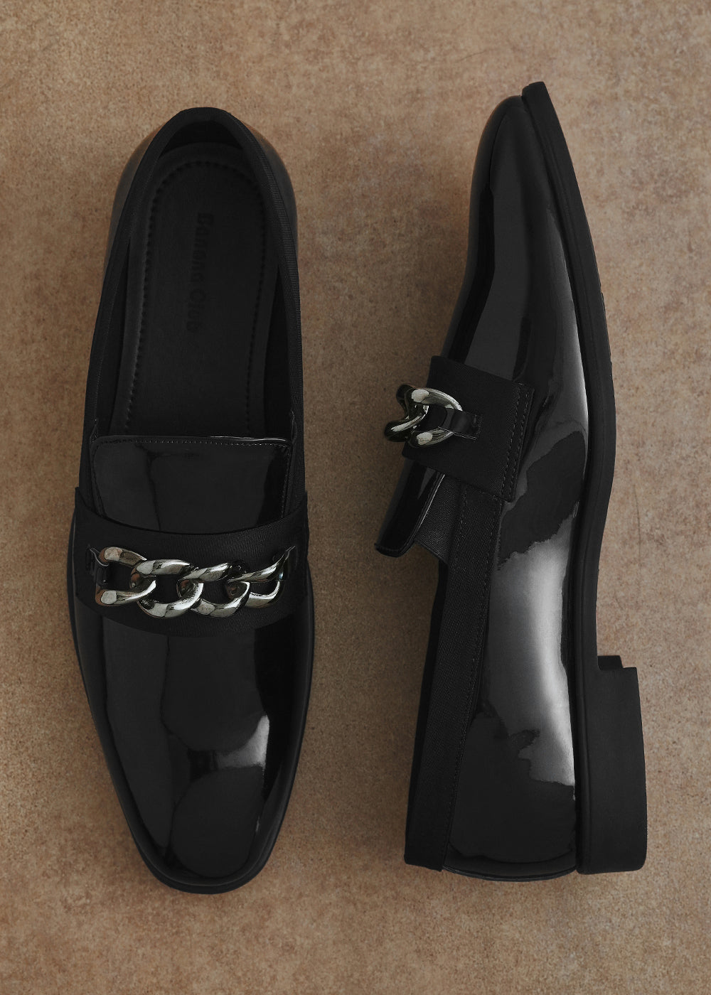 Black Classic Shine Metal-Detail Loafers