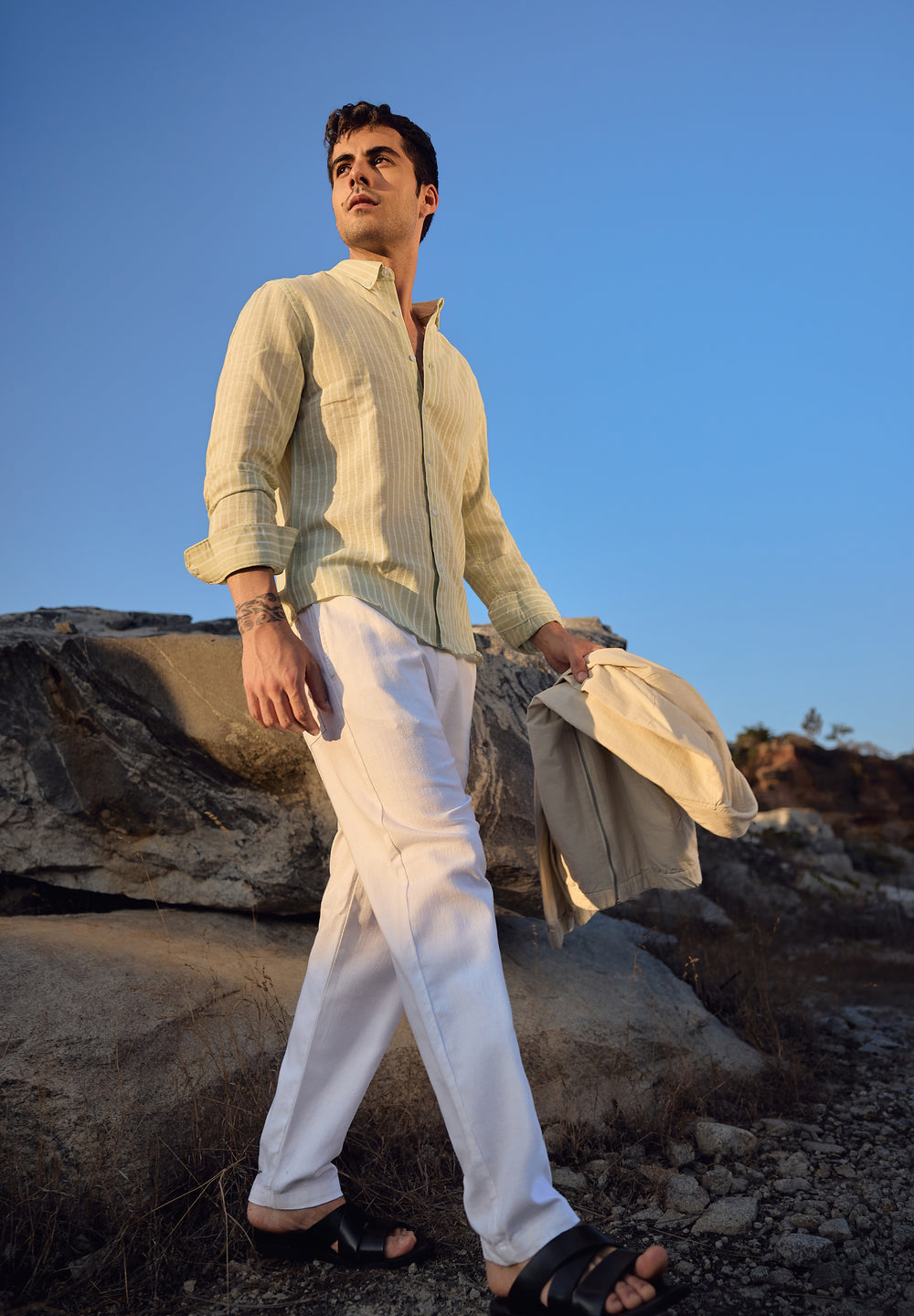 Green Stripe Linen Shirt