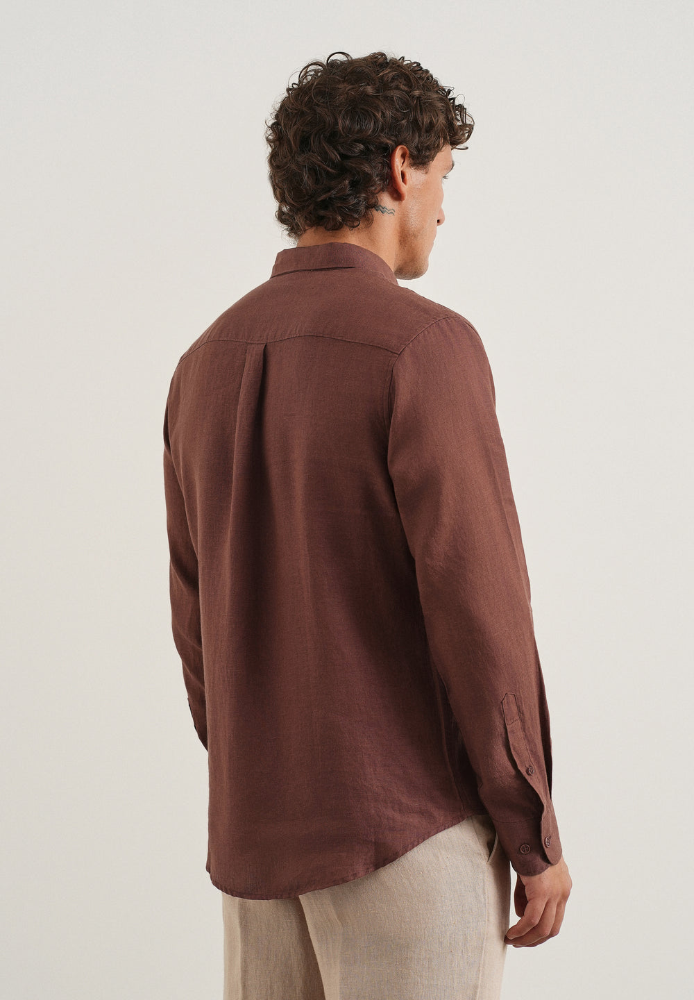 100% Pure Linen Umber Brown Regular Fit Shirt