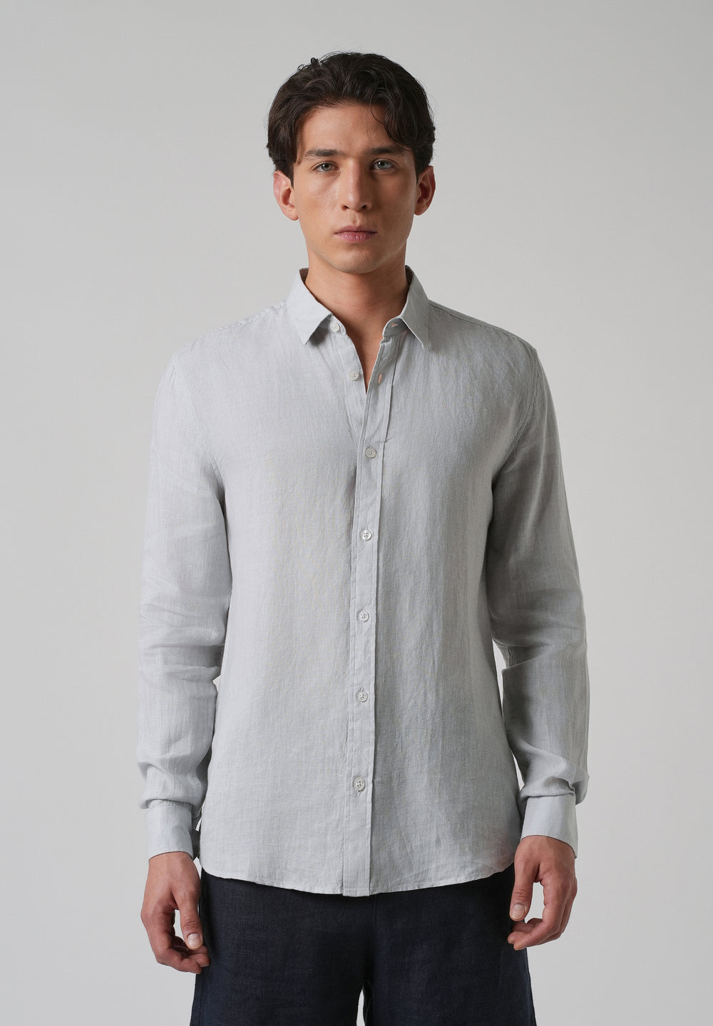 100% Pure Ash Grey Linen Shirt
