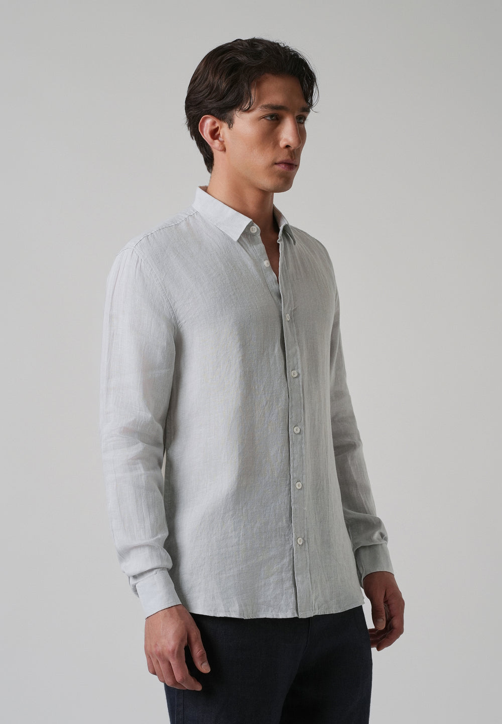 100% Pure Ash Grey Linen Shirt