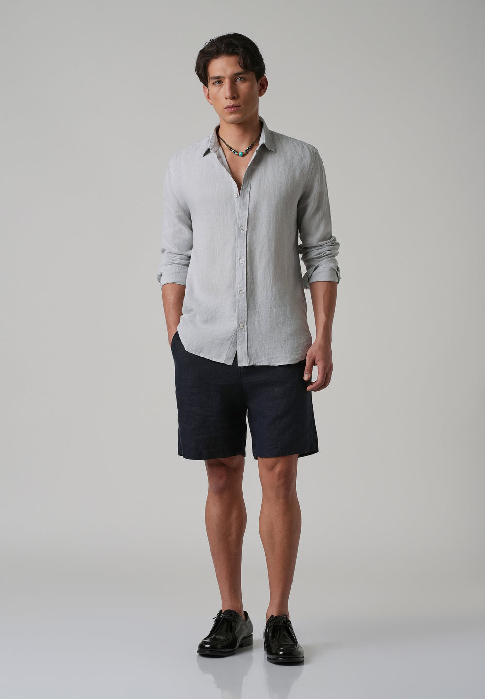 100% Pure Ash Grey Linen Shirt
