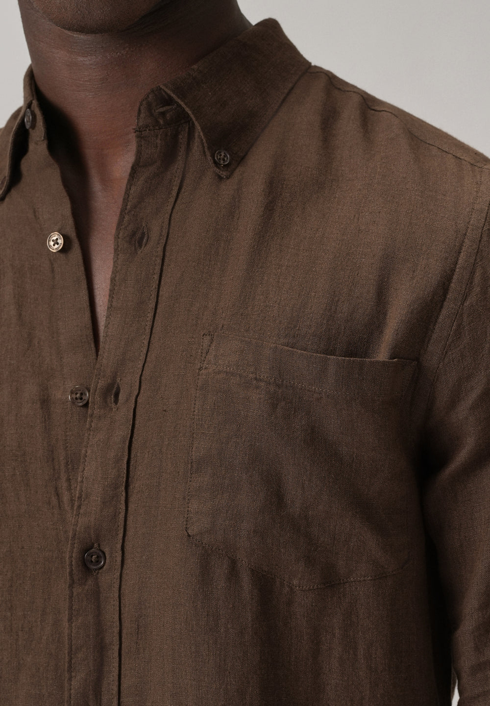 100% Pure Brown Linen Shirt