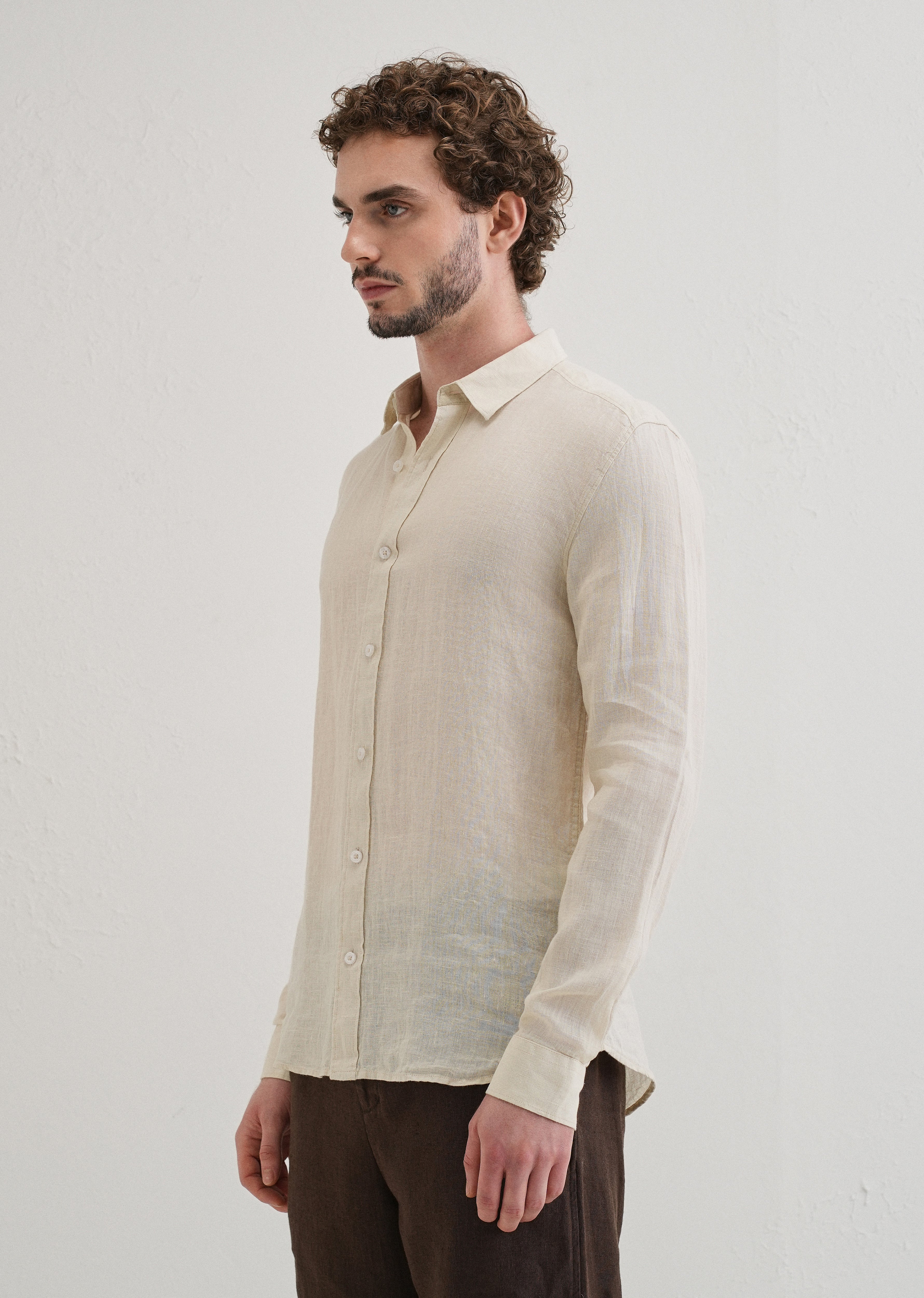 100% Pure Classic Cream Linen Shirt
