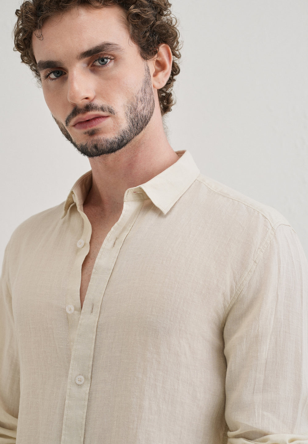 100% Pure Classic Cream Linen Shirt